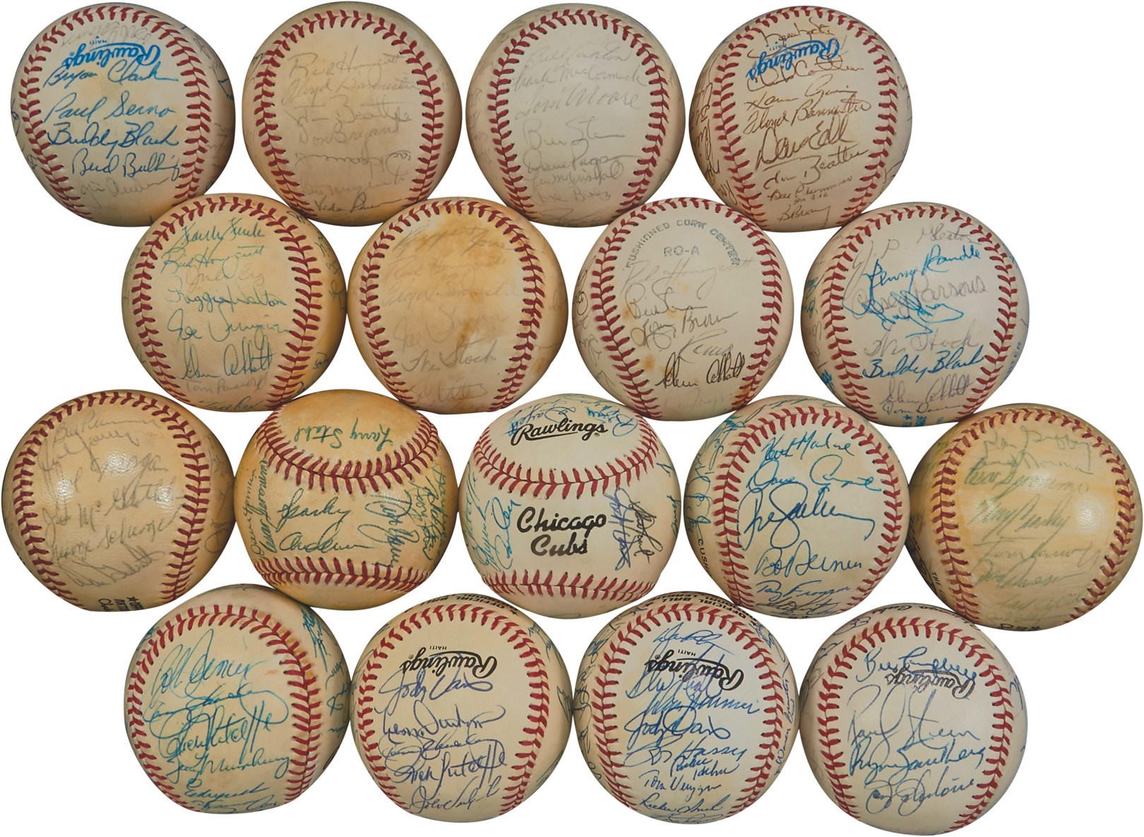 Baseball Autographs - 1970s-80s Reds, Mariners & Cubs Team-Signed Baseballs (17)