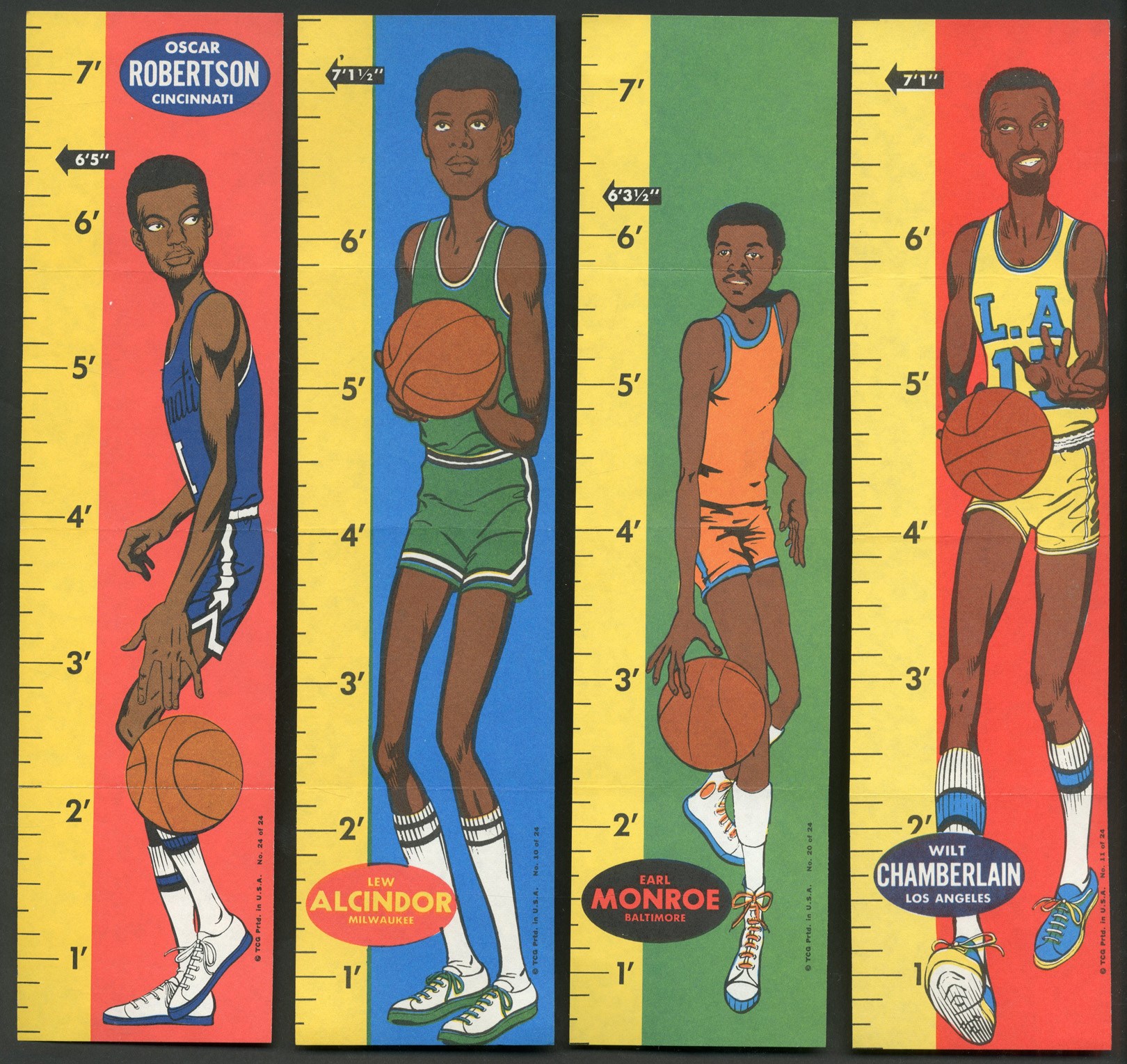 - High Grade 1969-70 Topps Basketball Rulers Complete Set w/Alcindor & Chamberlain (23/23)