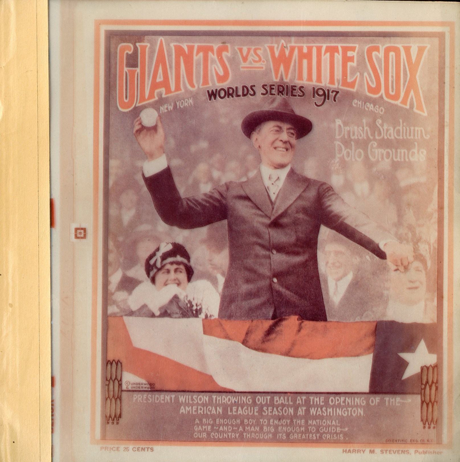 NY Yankees, Giants & Mets - 1917 World Series Program Cover Printing Sheets (ex-Harry M. Stevens)