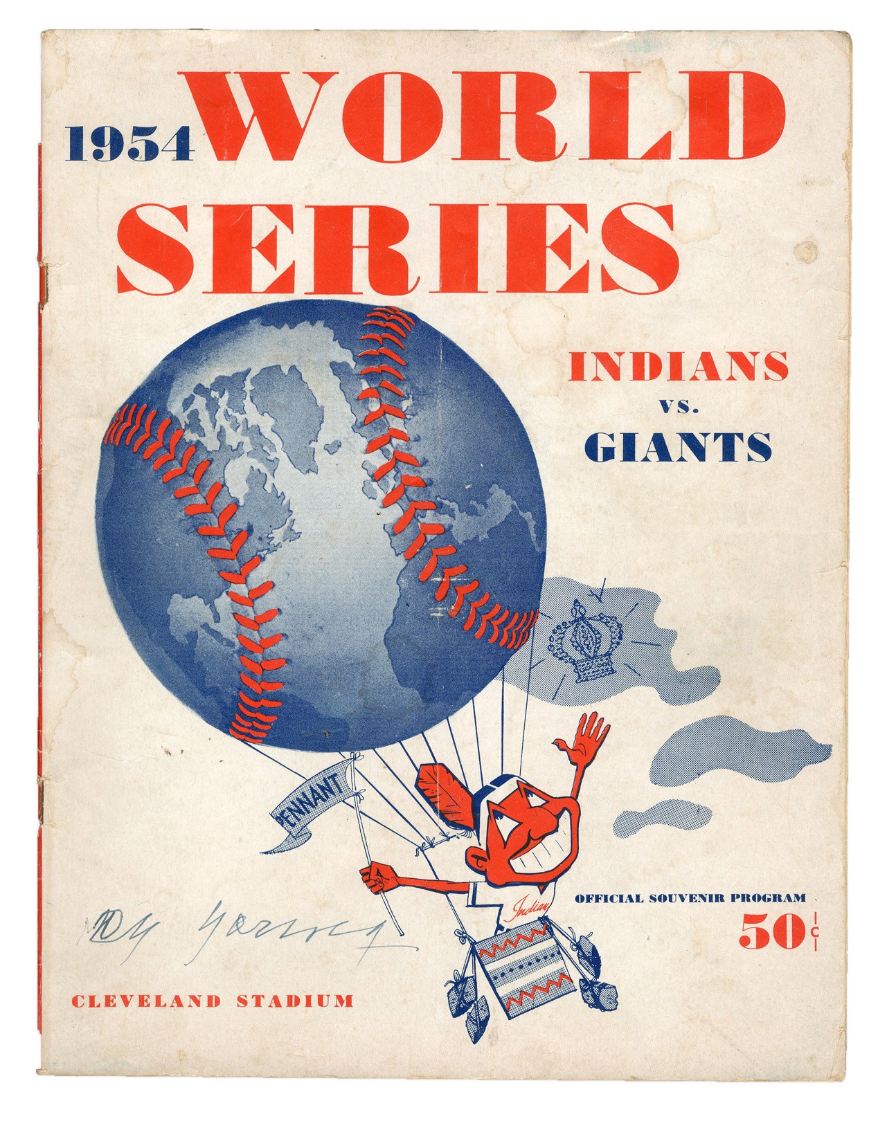 Baseball Autographs - 1954 World Series Program Signed by Cy Young