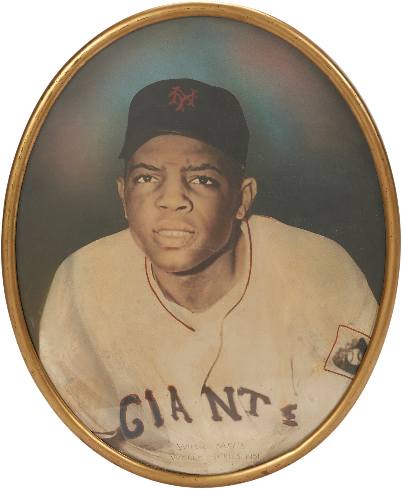 Baseball Memorabilia - 1951 Willie Mays Hand-colored Oval Photograph from His Family Home