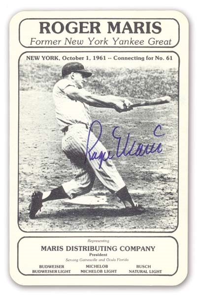 Mantle and Maris - Roger Maris Signed Rare 61st Home Run Promotional Card (4.5x7")