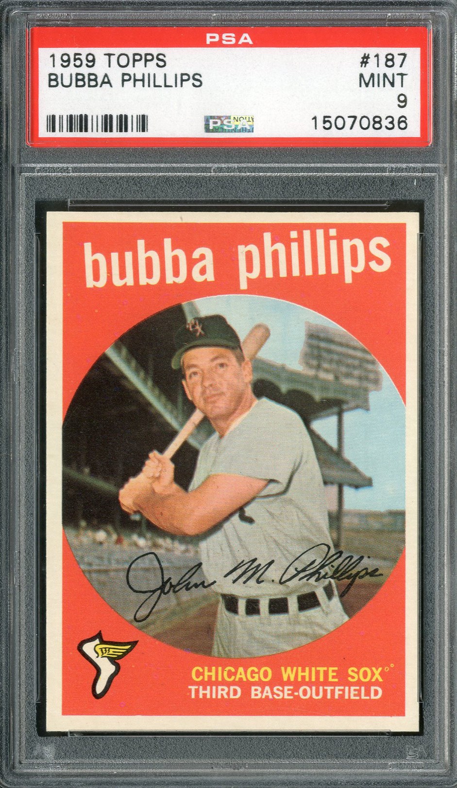 - 1959 Topps #187 Bubba Phillips PSA MINT 9