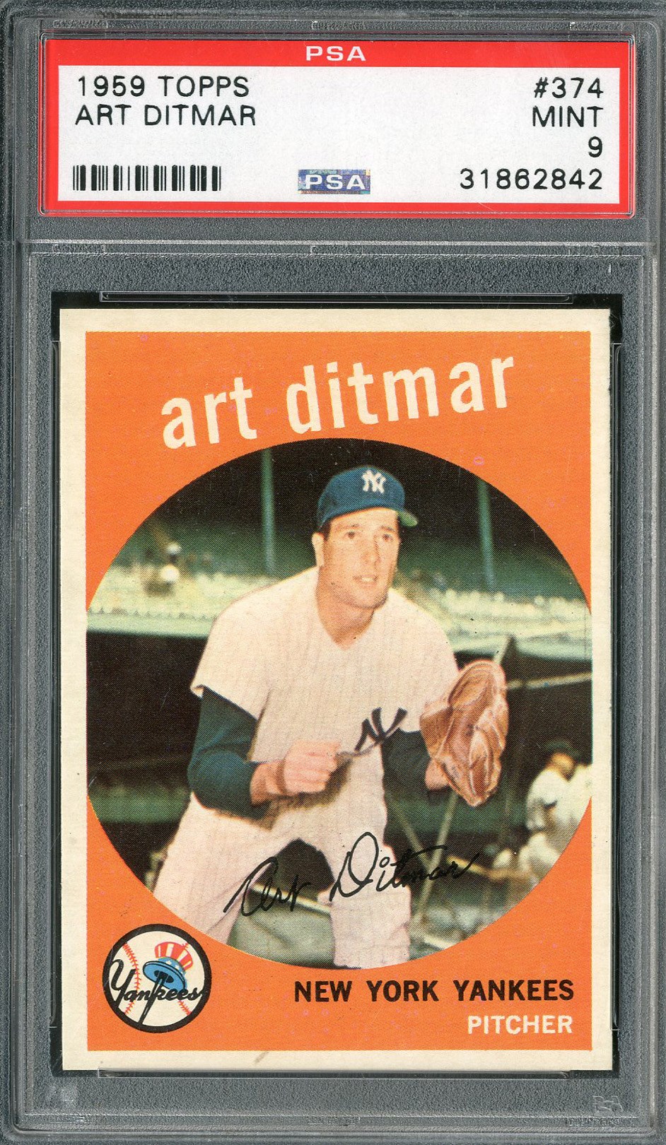 Baseball and Trading Cards - 1959 Topps #374 Art Ditmar PSA MINT 9