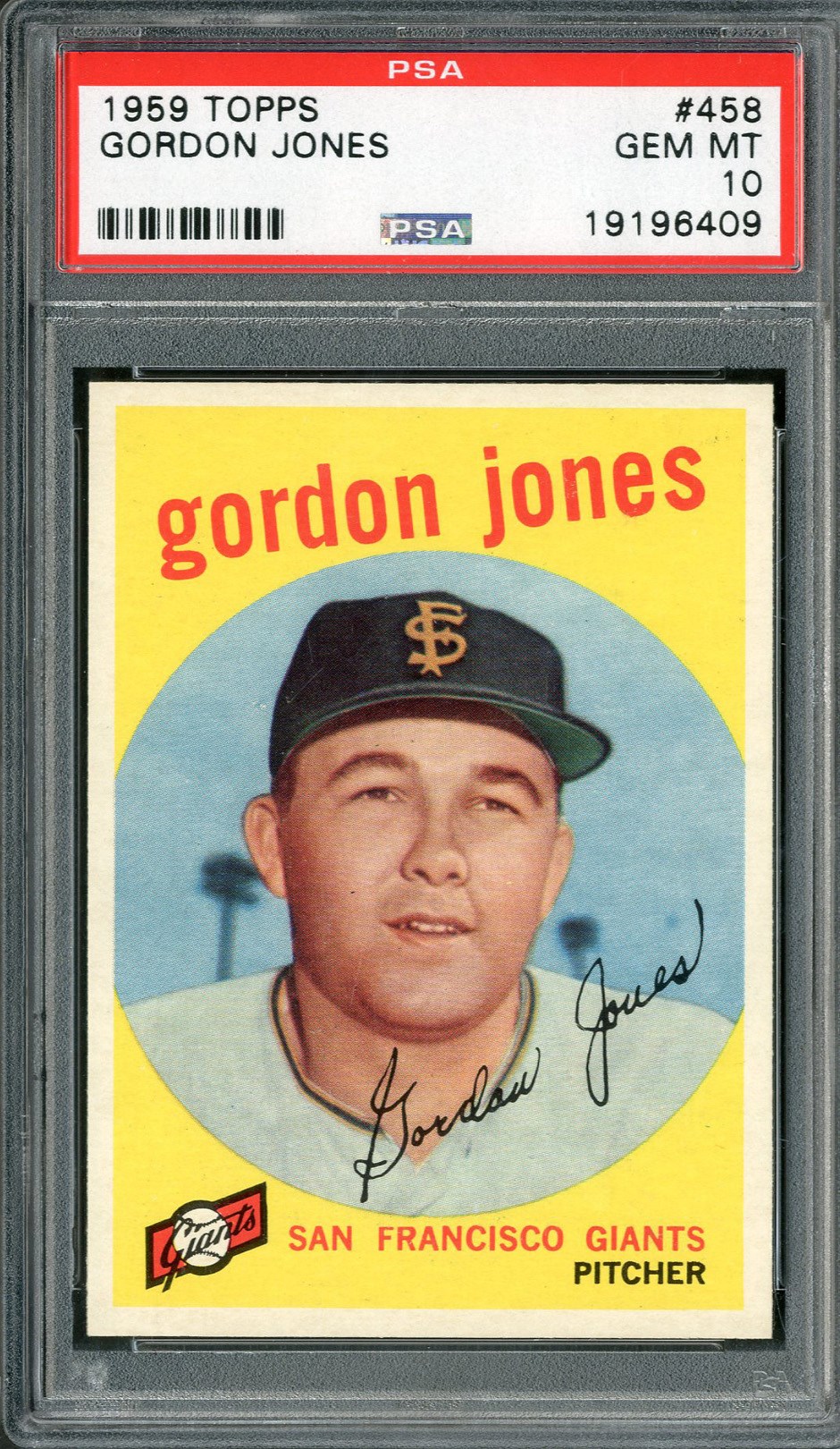 Baseball and Trading Cards - 1959 Topps #458 Gordon Jones PSA GEM MINT 10