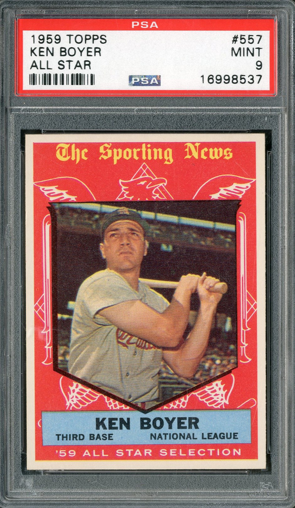 Baseball and Trading Cards - 1959 Topps #557 Ken Boyer All Star PSA MINT 9