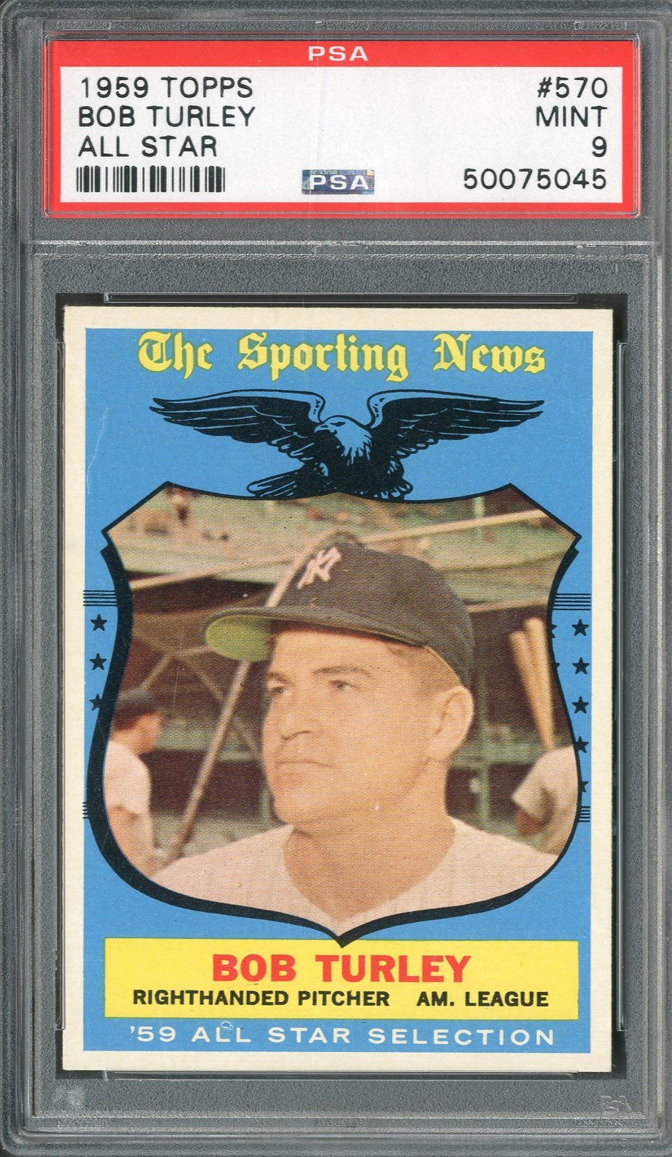 Baseball and Trading Cards - 1959 Topps #570 Bob Turley All Star PSA MINT 9