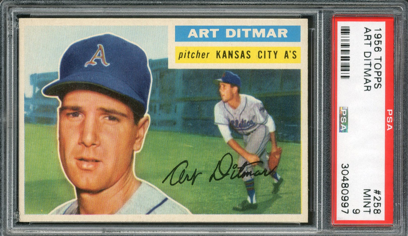 Baseball and Trading Cards - 1956 Topps #258 Art Ditmar PSA MINT 9