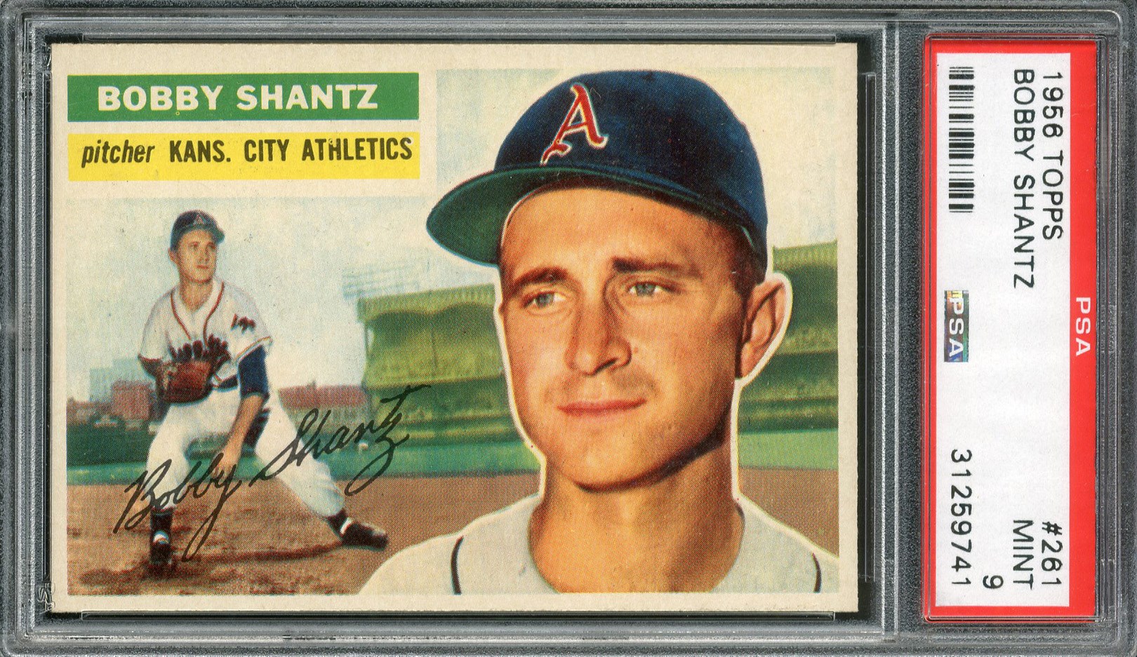 Baseball and Trading Cards - 1956 Topps #261 Bobby Shantz PSA MINT 9