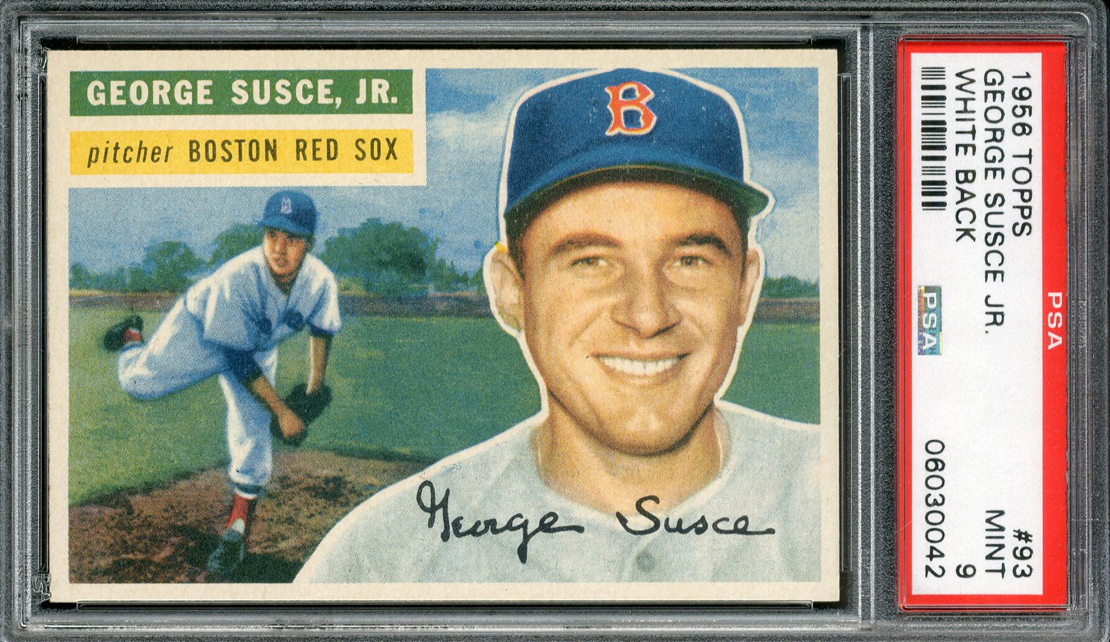 Baseball and Trading Cards - 1956 Topps #93 George Susce Jr. White Back PSA MINT 9