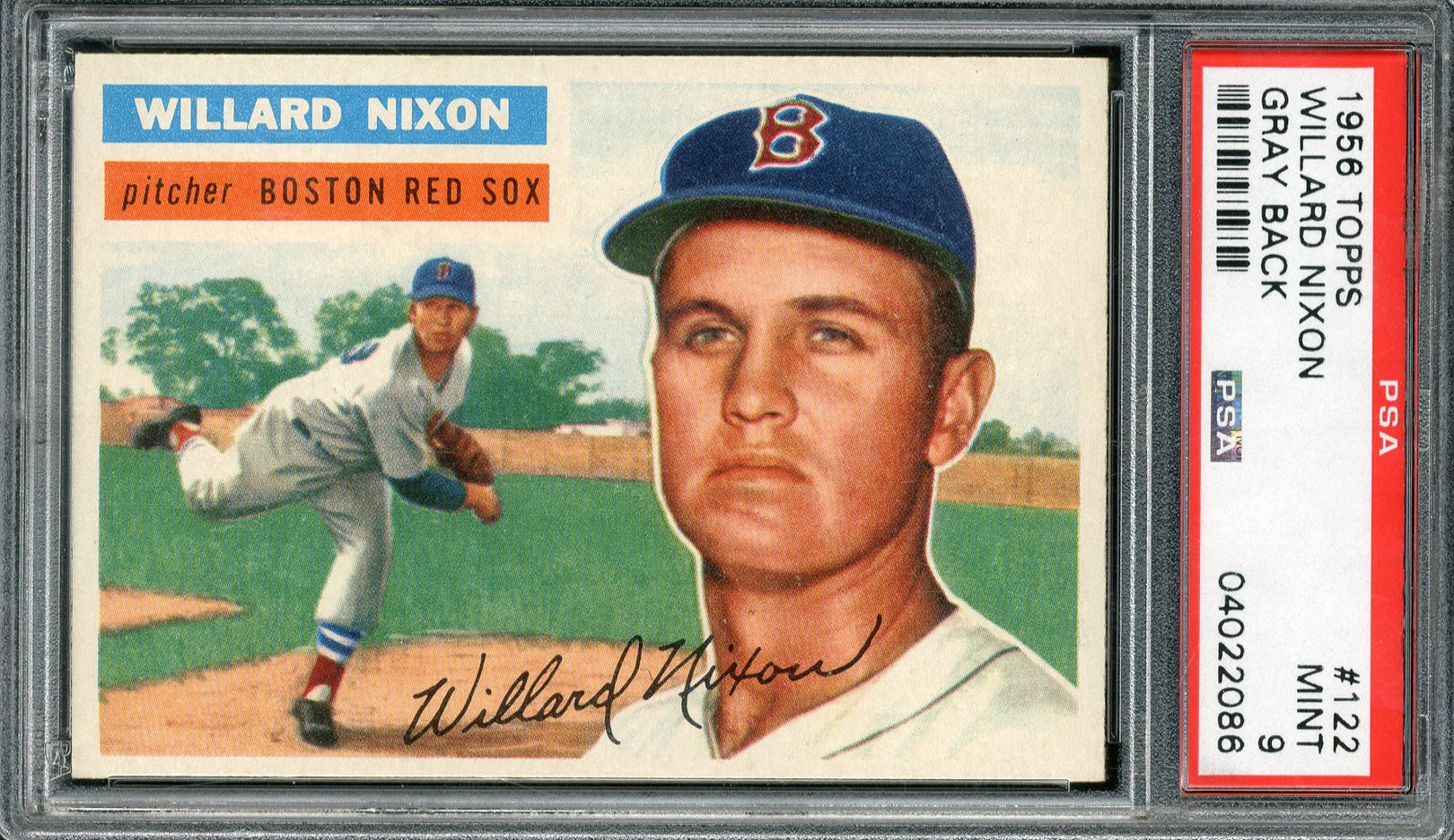 - 1956 Topps #122 Willard Nixon Gray Back PSA MINT 9
