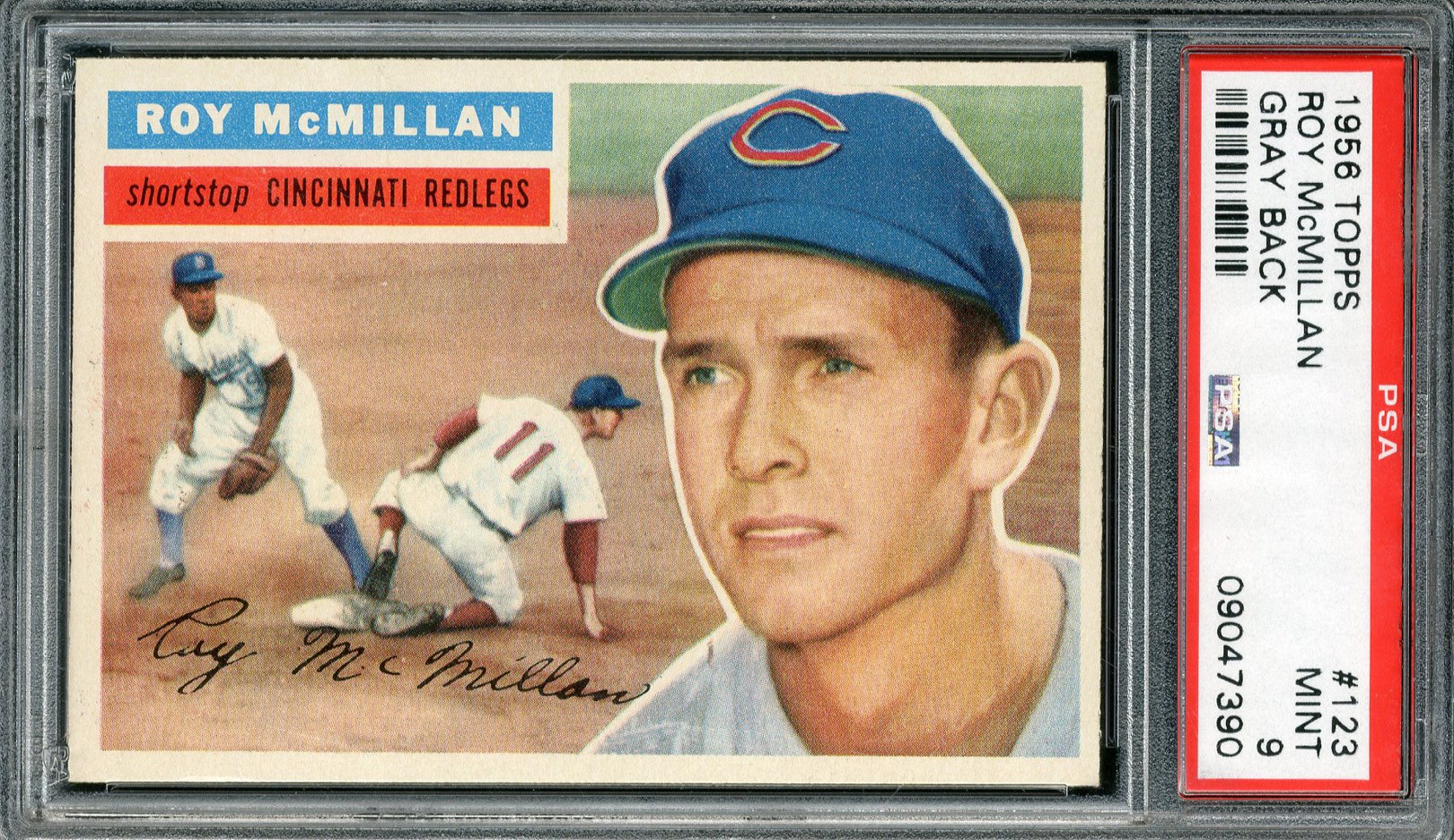 Baseball and Trading Cards - 1956 Topps #123 Roy McMillan Gray Back PSA MINT 9