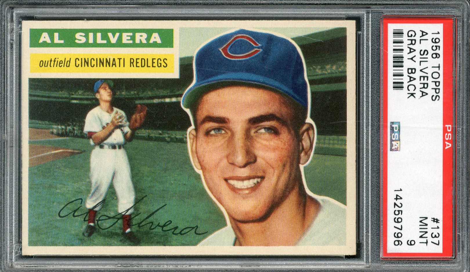 Baseball and Trading Cards - 1956 Topps #137 Al Silvera Gray Back PSA MINT 9