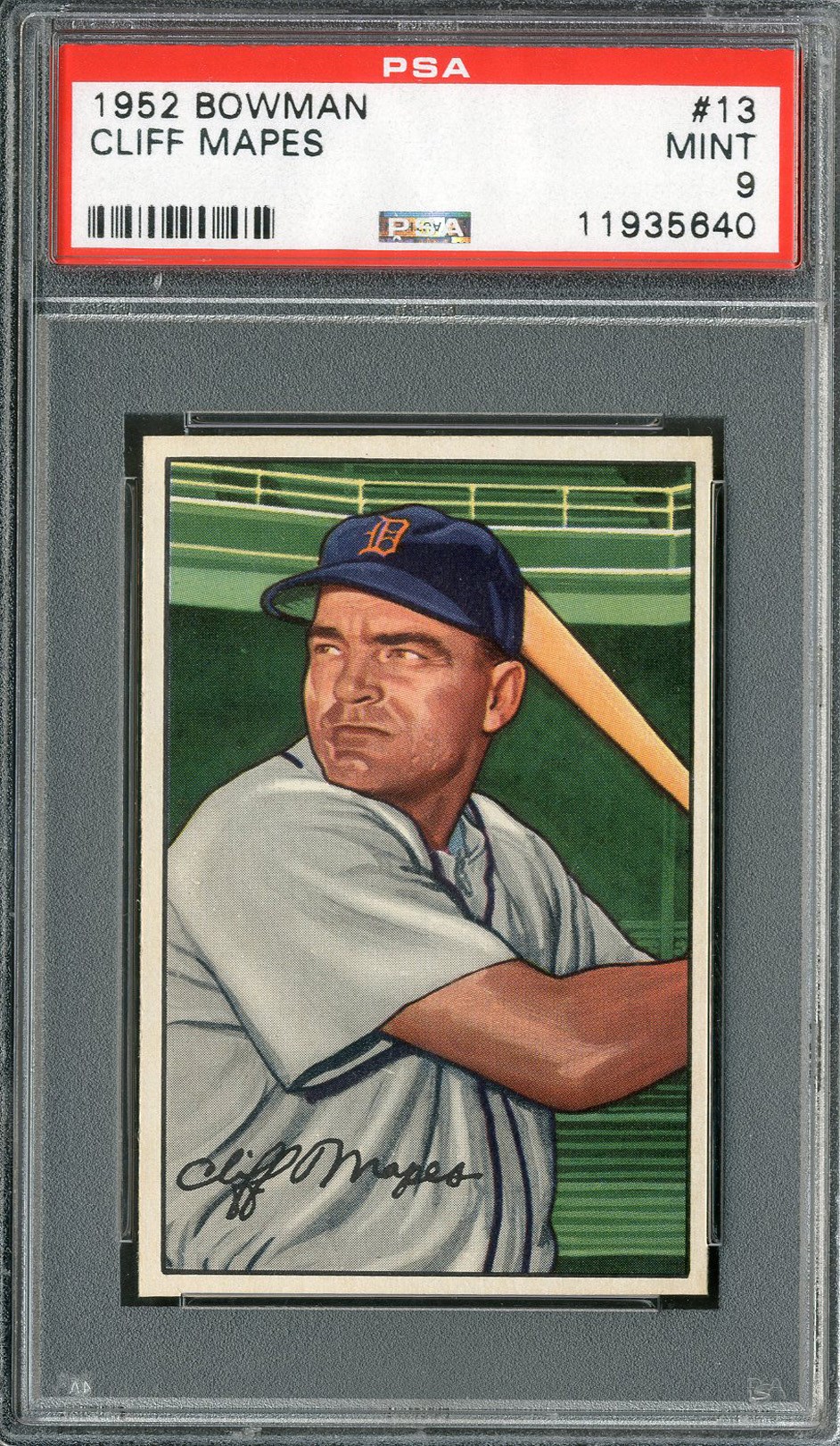 Baseball and Trading Cards - 1952 Bowman #13 Cliff Mapes PSA MINT 9