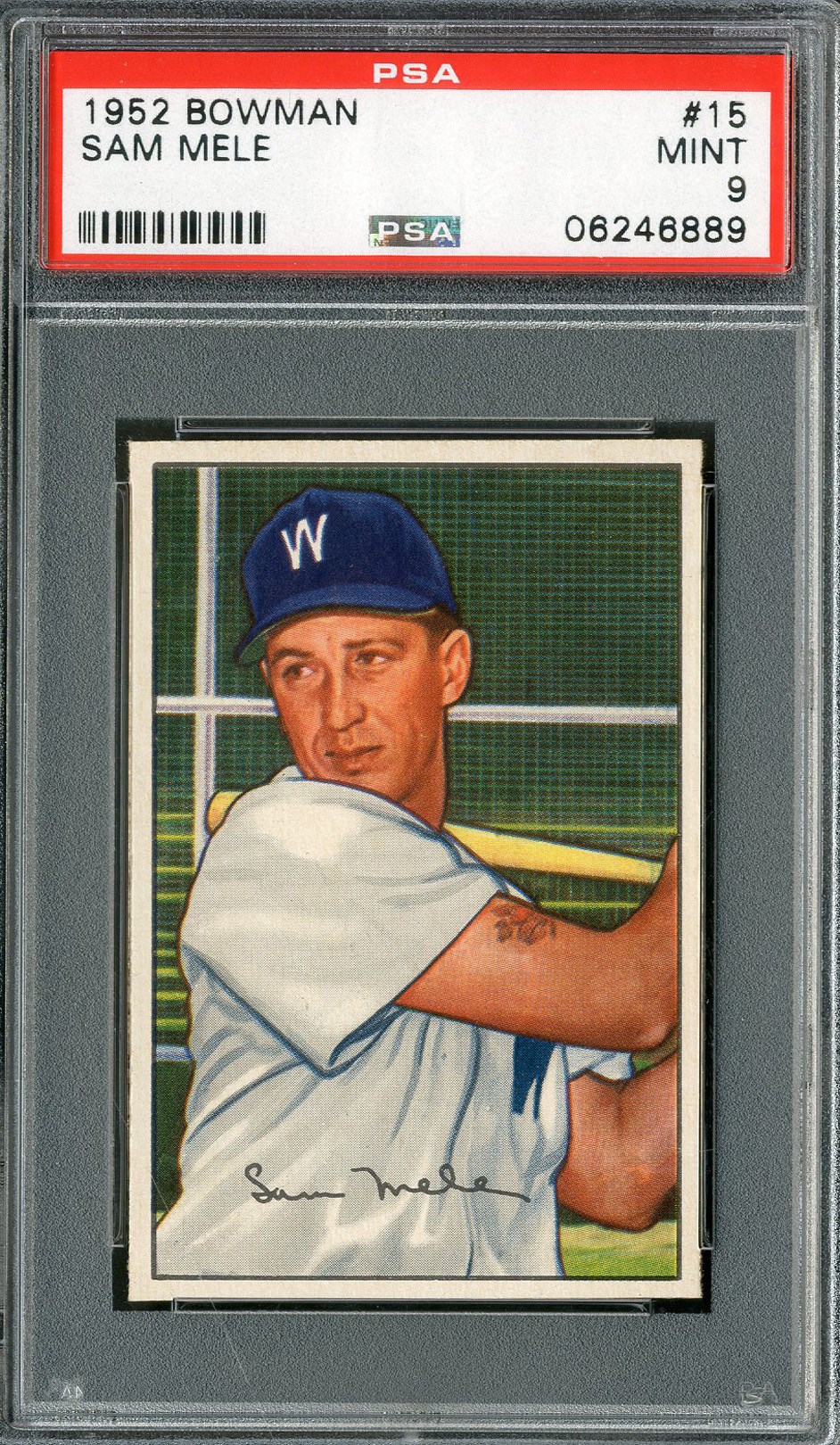 Baseball and Trading Cards - 1952 Bowman #15 Sam Mele PSA MINT 9