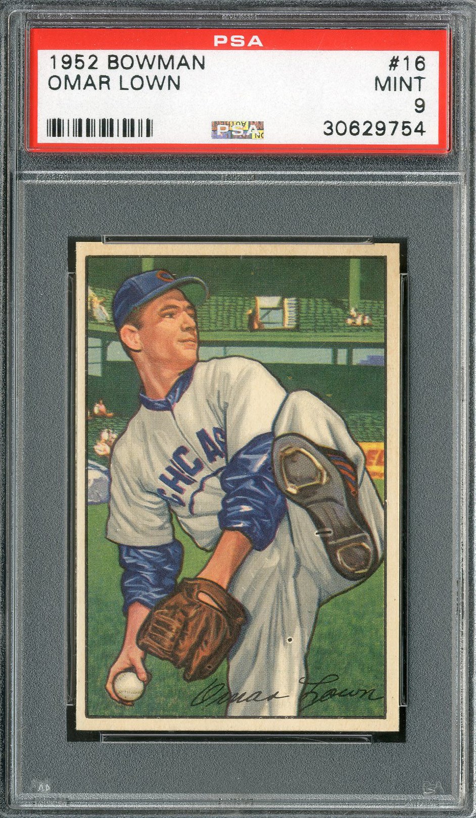 Baseball and Trading Cards - 1952 Bowman #16 Omar Lown PSA MINT 9