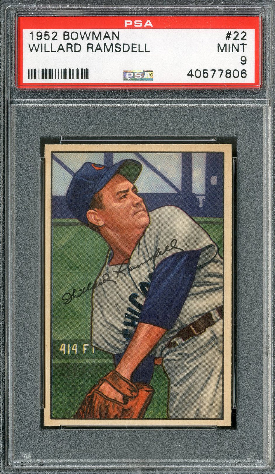 Baseball and Trading Cards - 1952 Bowman #22 Willard Ramsdell PSA MINT 9