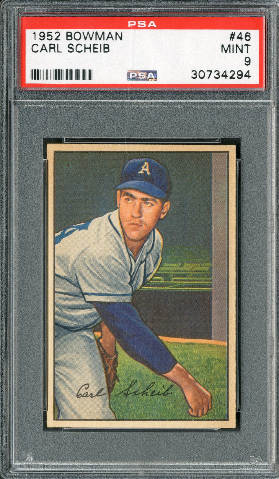 Baseball and Trading Cards - 1952 Bowman #46 Carl Scheib PSA MINT 9