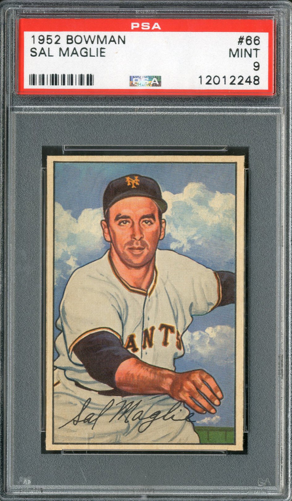 Baseball and Trading Cards - 1952 Bowman #66 Sal Maglie PSA MINT 9