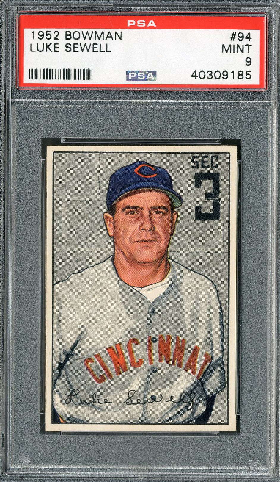 Baseball and Trading Cards - 1952 Bowman #94 Luke Sewell PSA MINT 9
