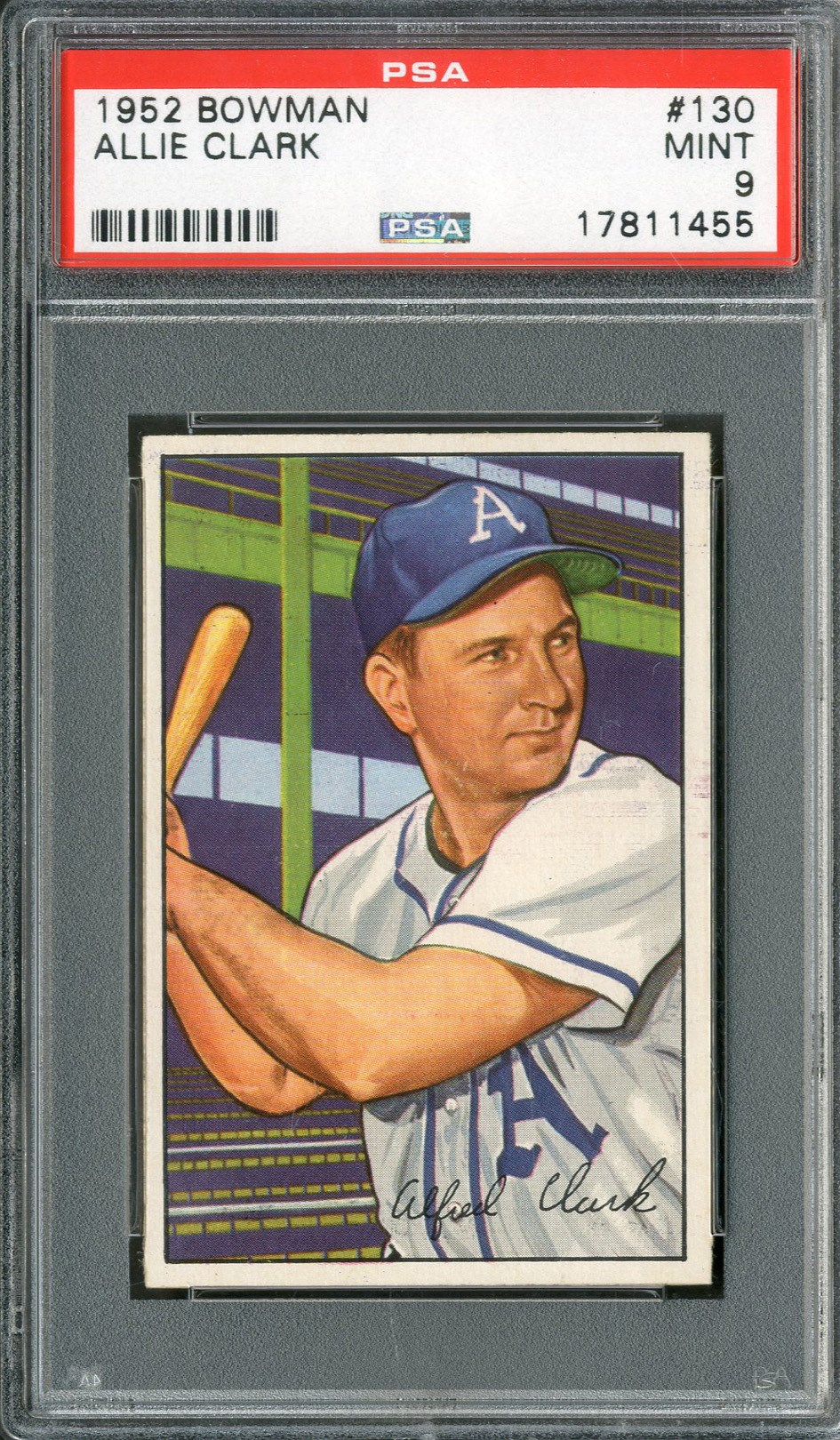 Baseball and Trading Cards - 1952 Bowman #130 Allie Clark PSA MINT 9