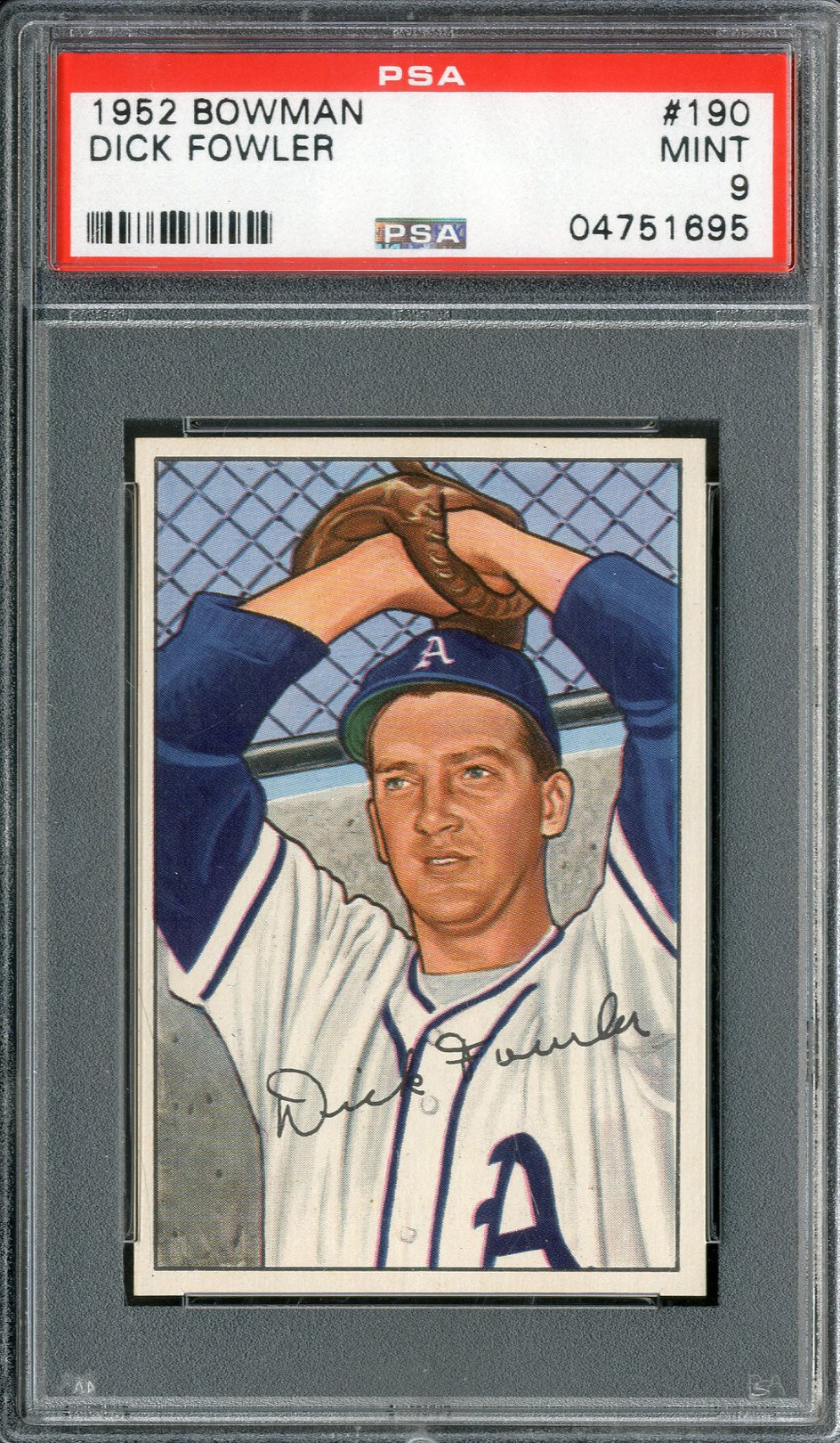 Baseball and Trading Cards - 1952 Bowman #190 Dick Fowler PSA MINT 9 (Pop 2)