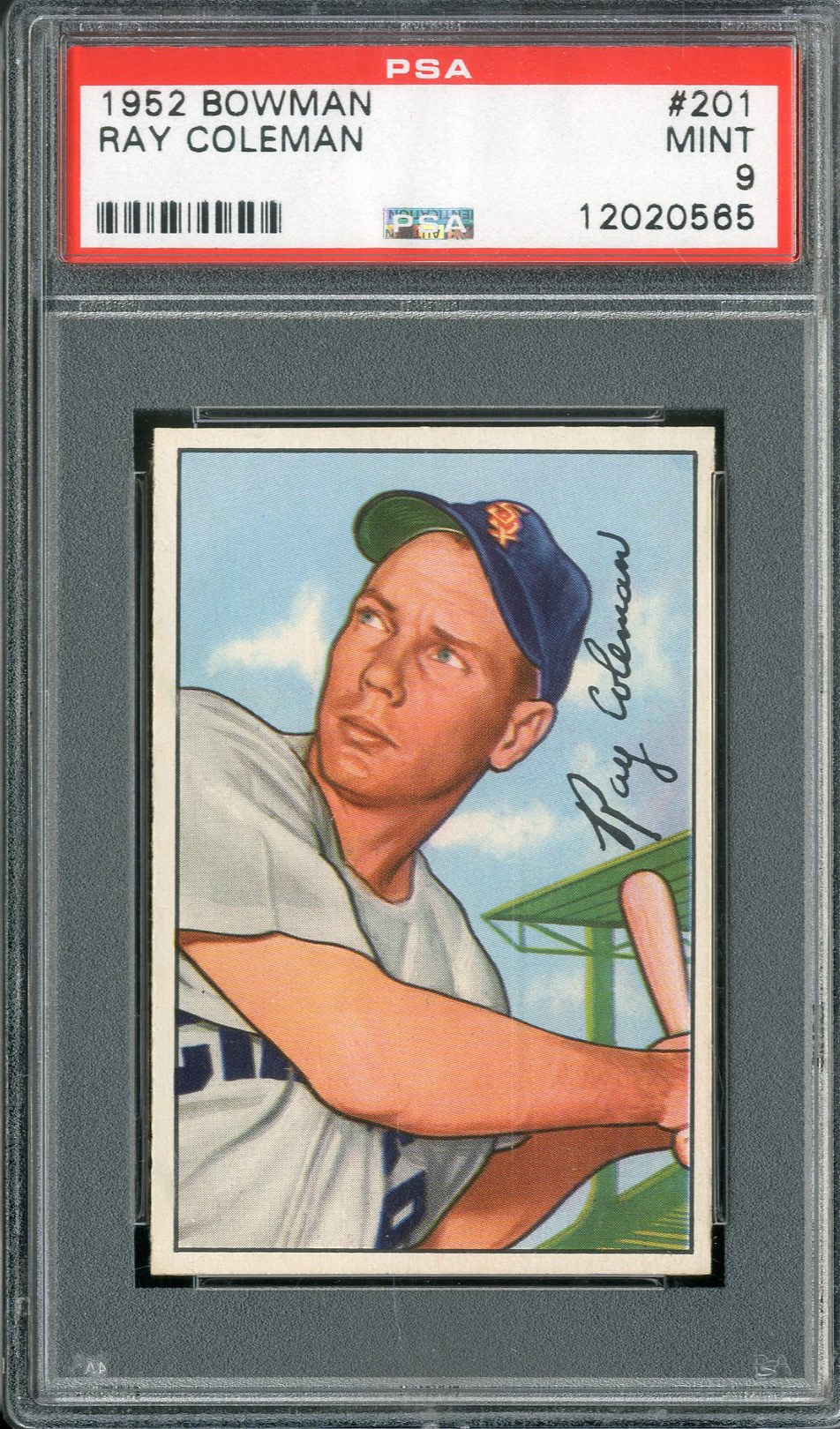 Baseball and Trading Cards - 1952 Bowman #201 Ray Coleman PSA MINT 9