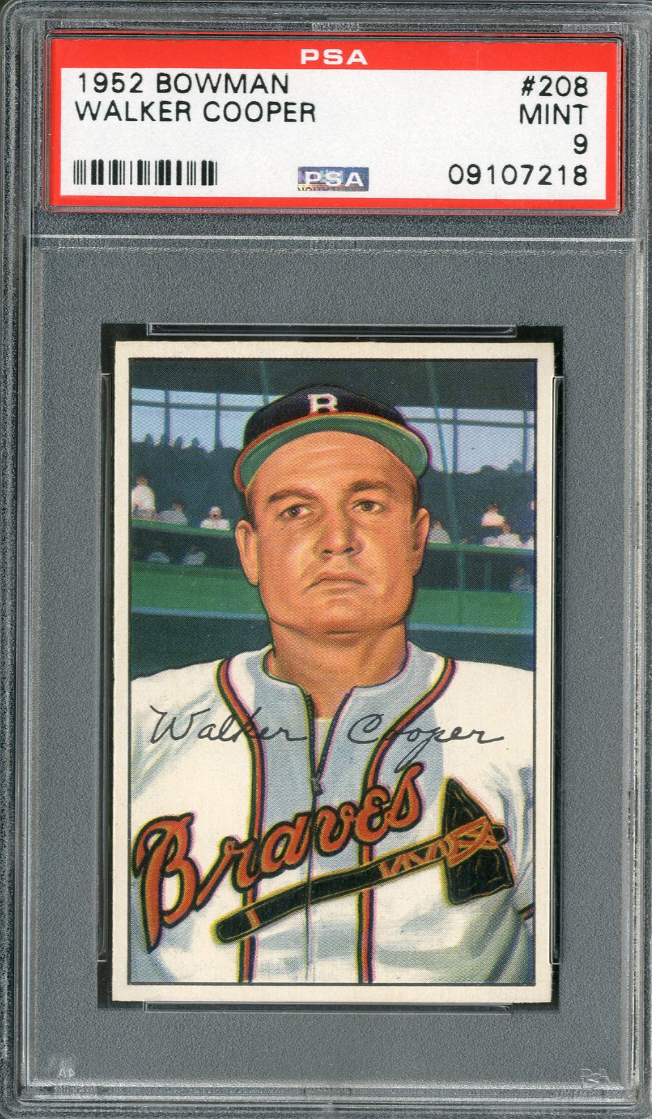 Baseball and Trading Cards - 1952 Bowman #208 Walker Cooper PSA MINT 9