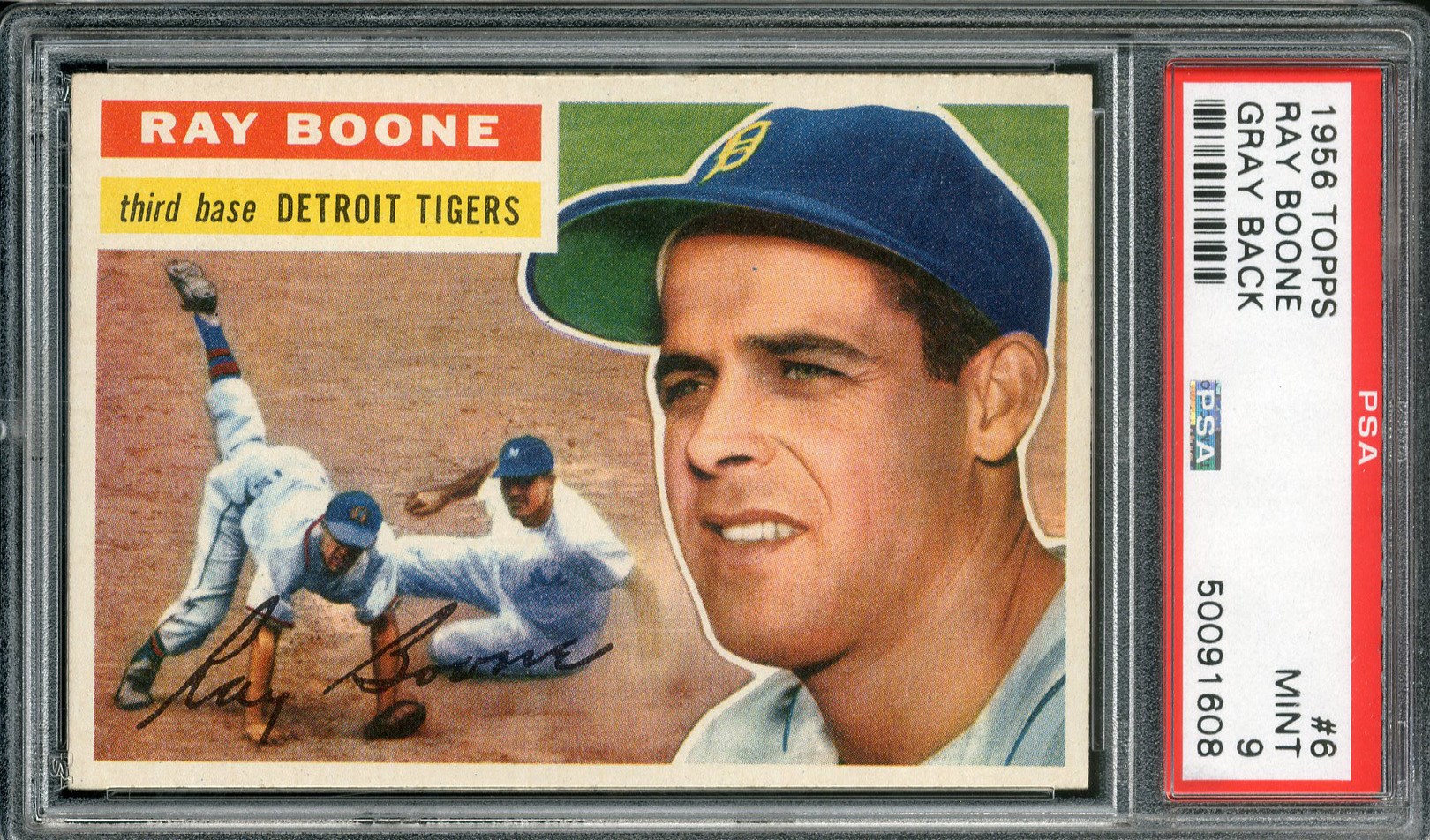 Baseball and Trading Cards - 1956 Topps #6 Ray Boone Gray Back PSA MINT 9