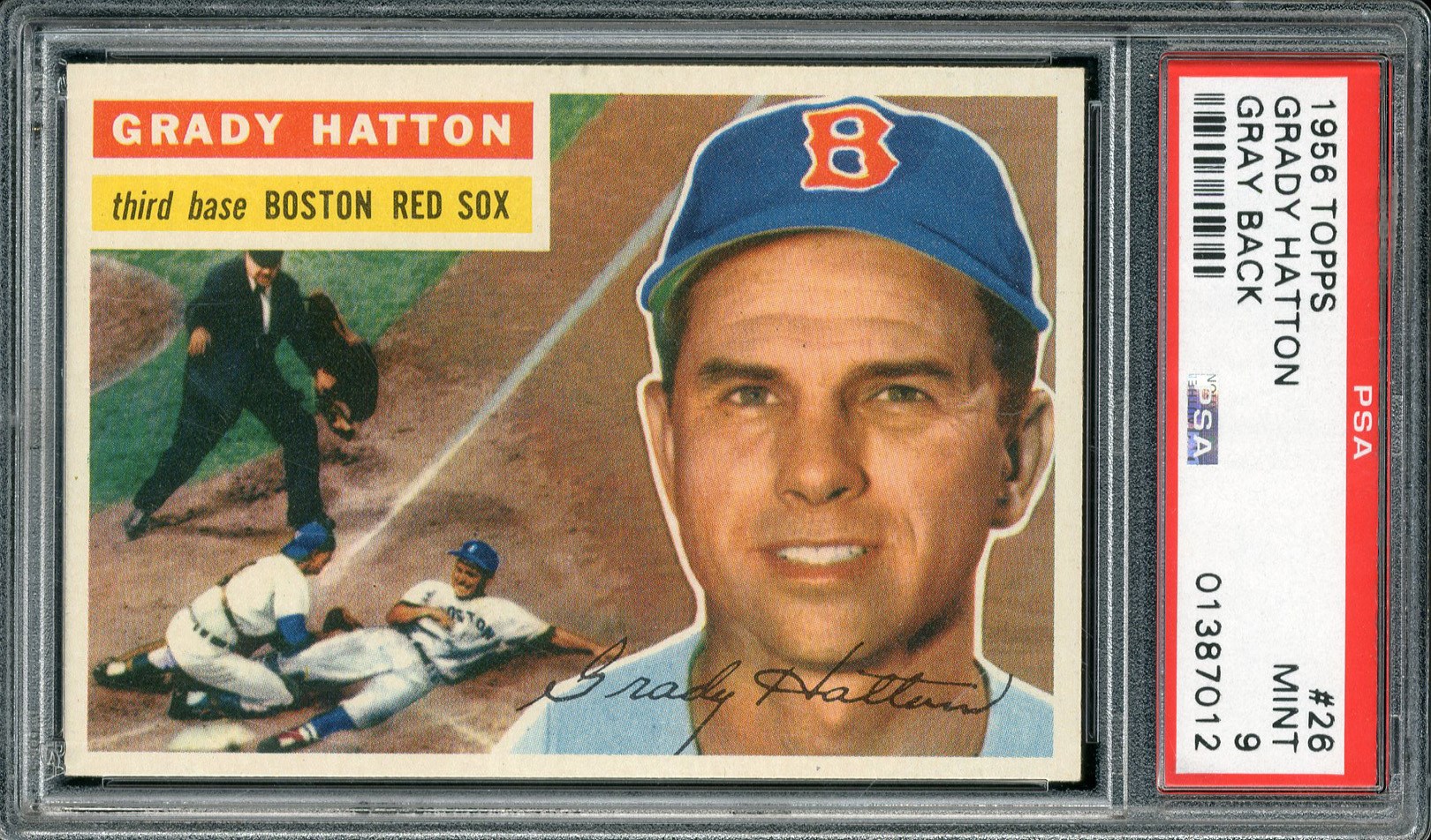 Baseball and Trading Cards - 1956 Topps #26 Grady Hatton Gray Back PSA MINT 9