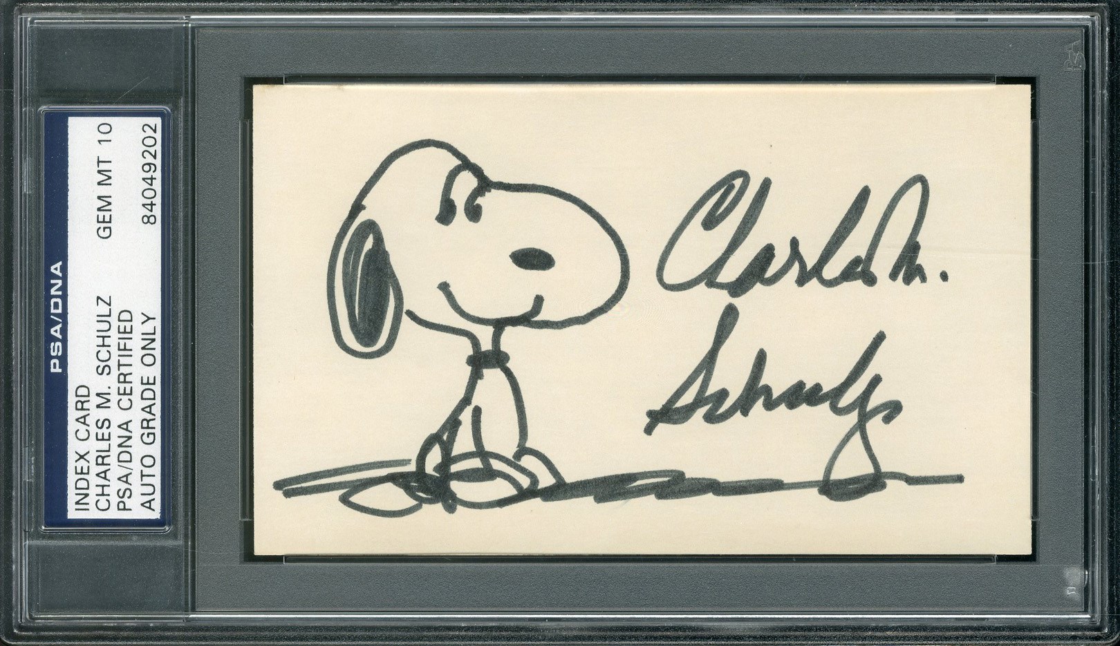 Comics - Charles Schultz Snoopy Signed Drawing (PSA Gem Mint 10)