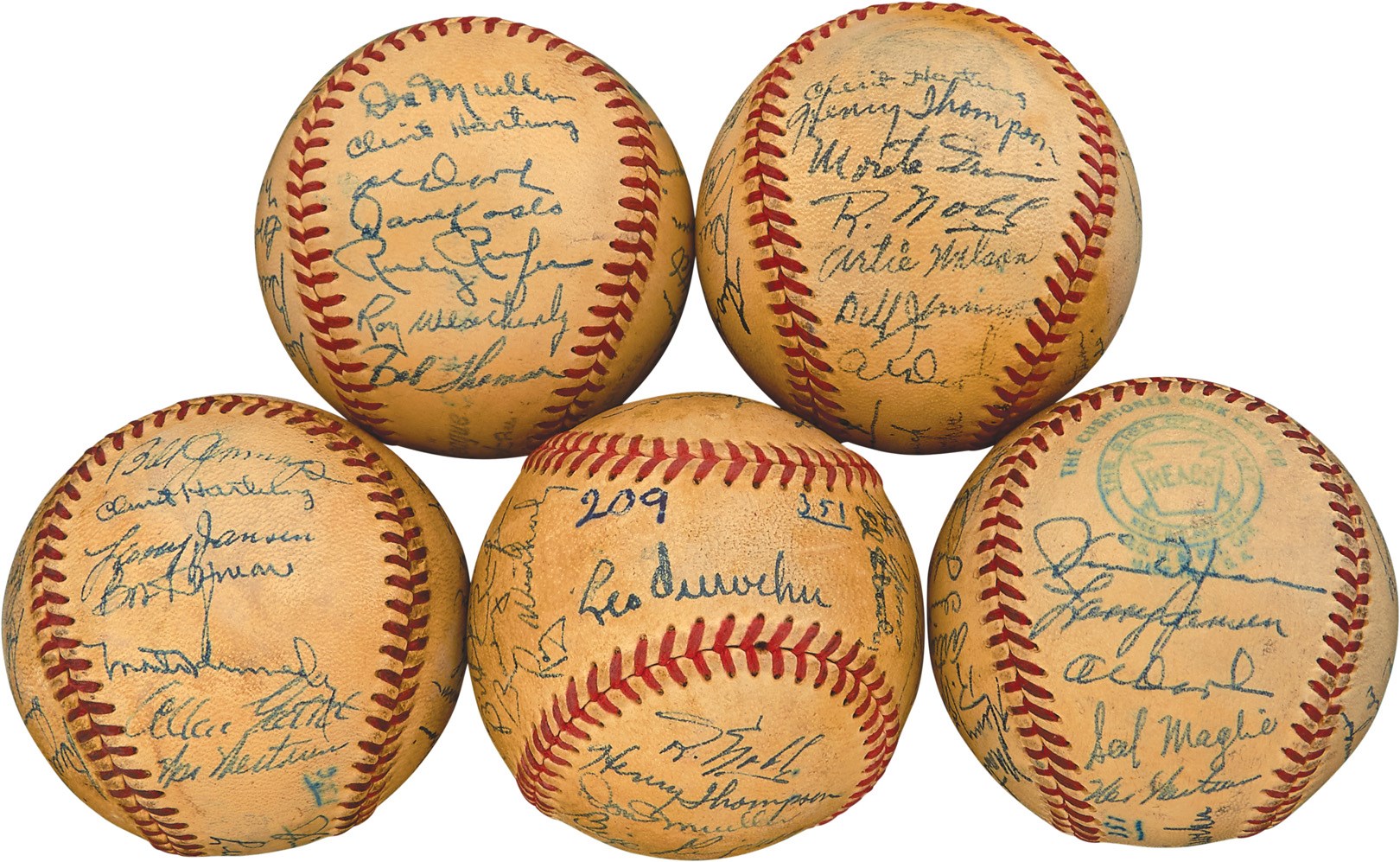 - 1951 National League Champion NY Giants Team-Signed Baseballs (5)