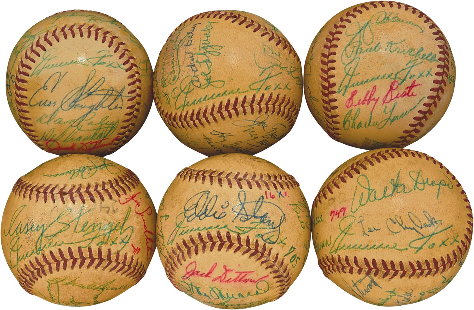 The John O'connor Signed Baseball Collection - An Incredible SIX Jimmie Foxx Signed Baseballs