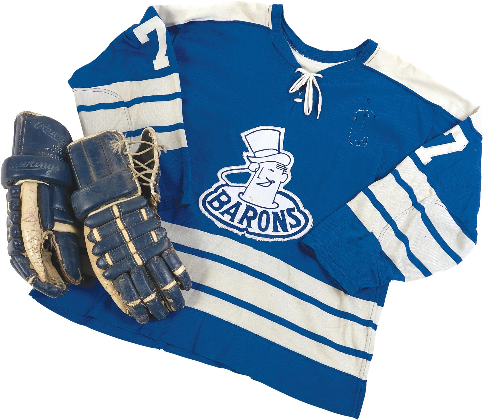 - 1971-72 Mike Chernoff Cleveland Barons Game Worn "Captain" Jersey & Gloves