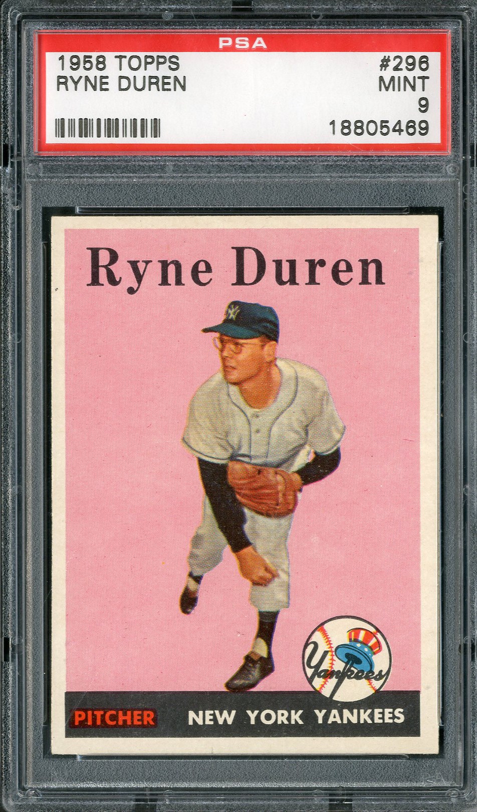- 1958 Topps #296 Ryne Duren PSA MINT 9