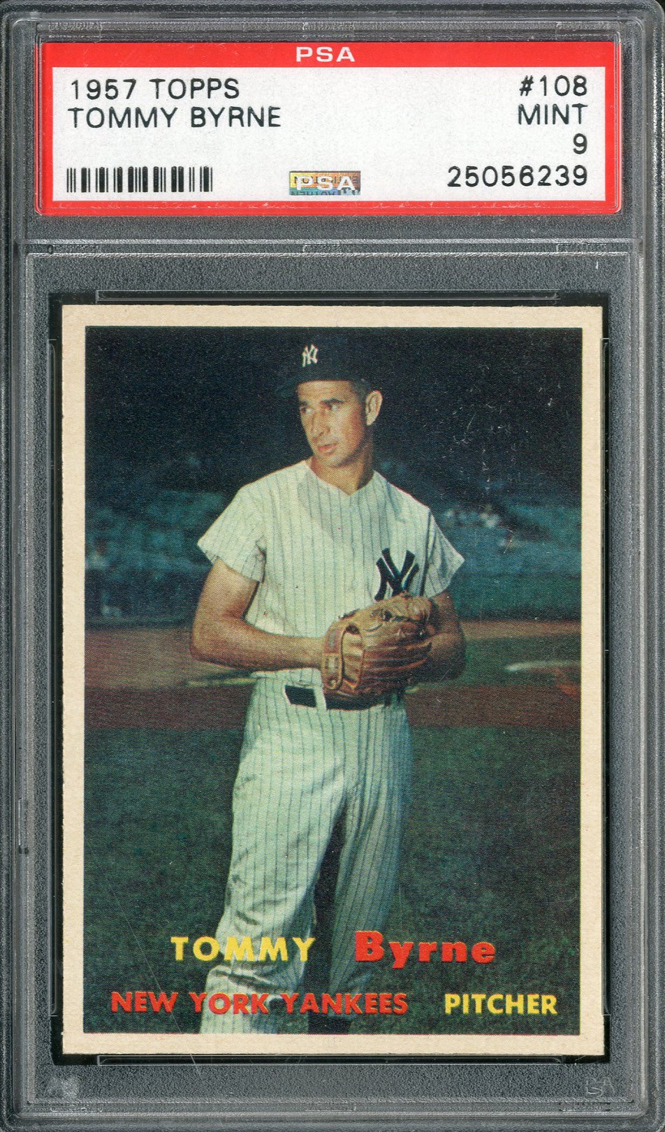 Baseball and Trading Cards - 1957 Topps #108 Tommy Byrne PSA MINT 9