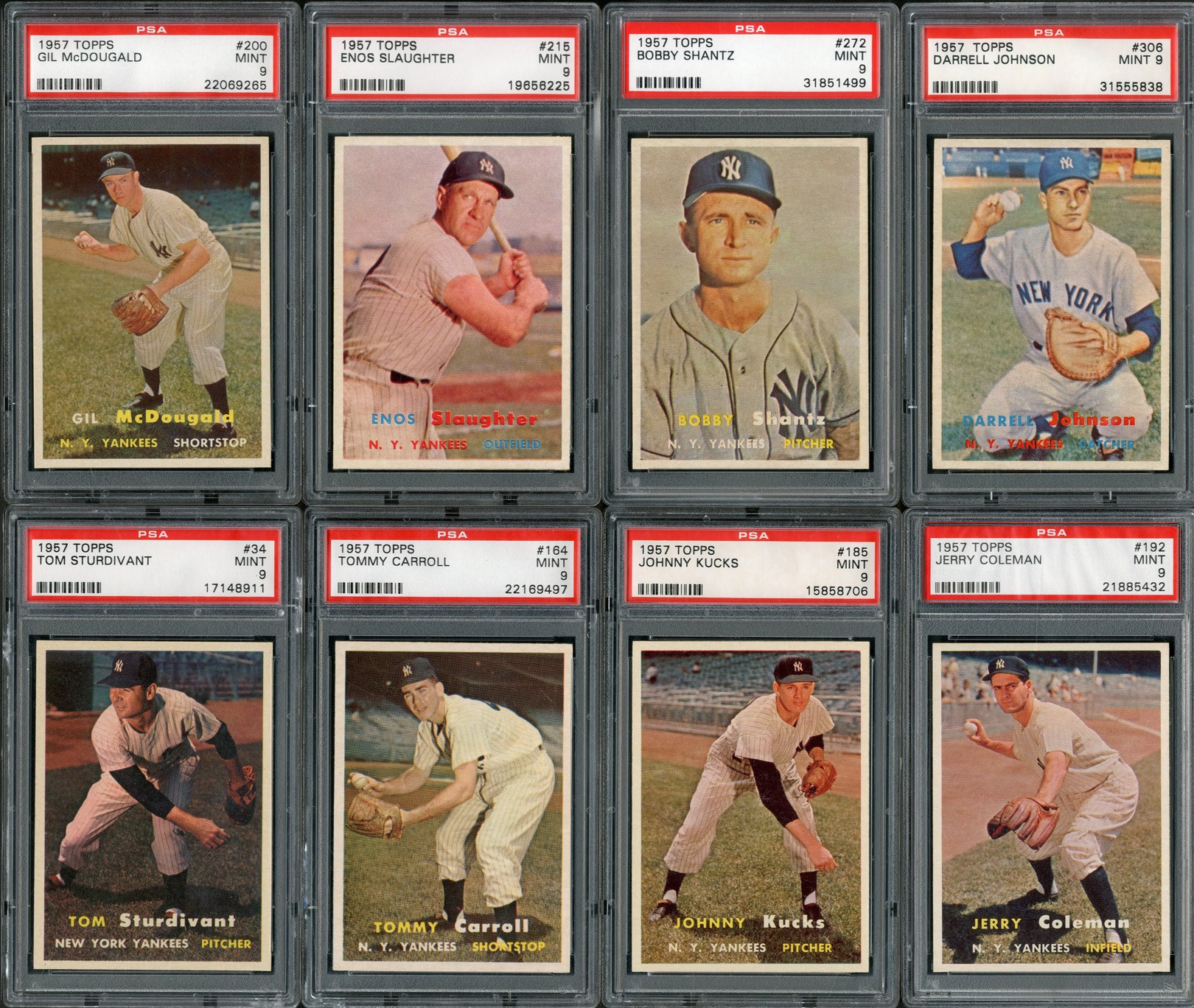 Baseball and Trading Cards - 1957 Topps Yankees PSA MINT 9 Collection (8)