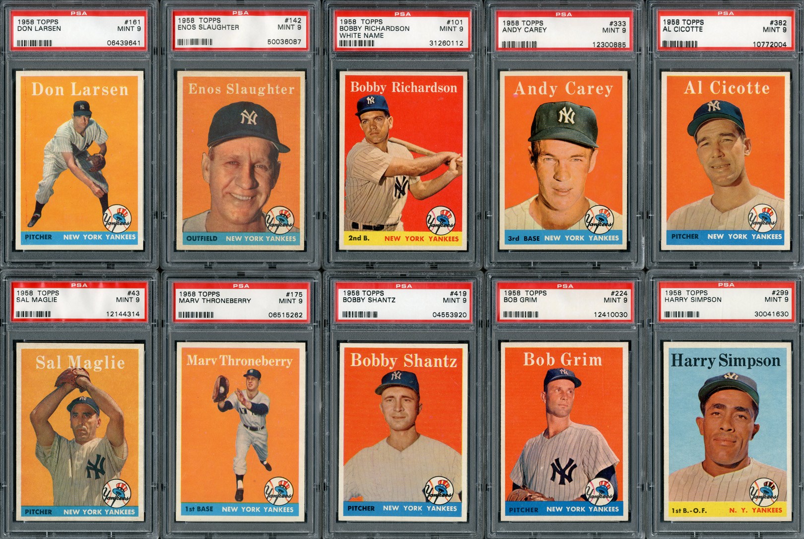 Baseball and Trading Cards - 1958 Topps Yankees PSA MINT 9 Collection (13)