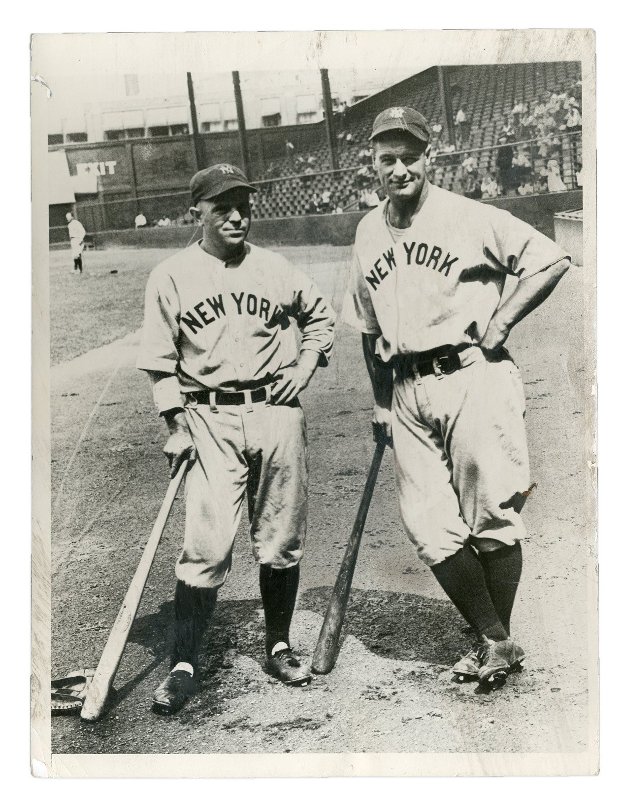 NY Yankees, Giants & Mets - 1931 Lou Gehrig & Joe Sewell Photograph (Type I)