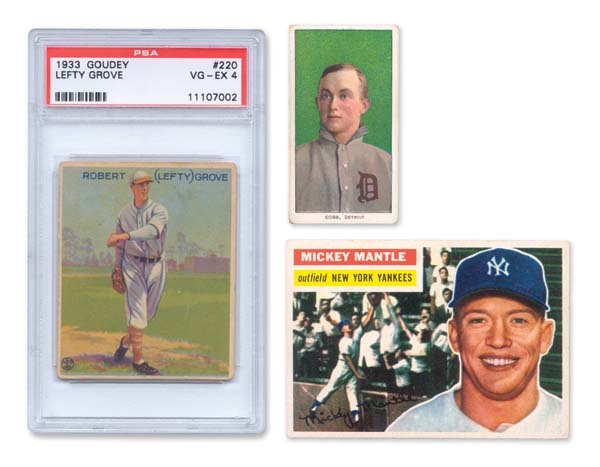 Sports Cards - T206 Ty Cobb Green Background with (2) Mantle cards