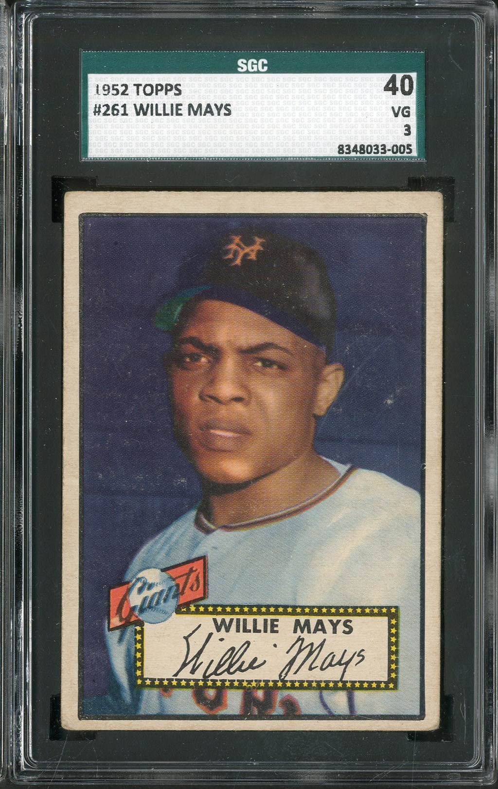 Baseball and Trading Cards - 1952 Topps #261 Willie Mays - SGC 40 VG 3