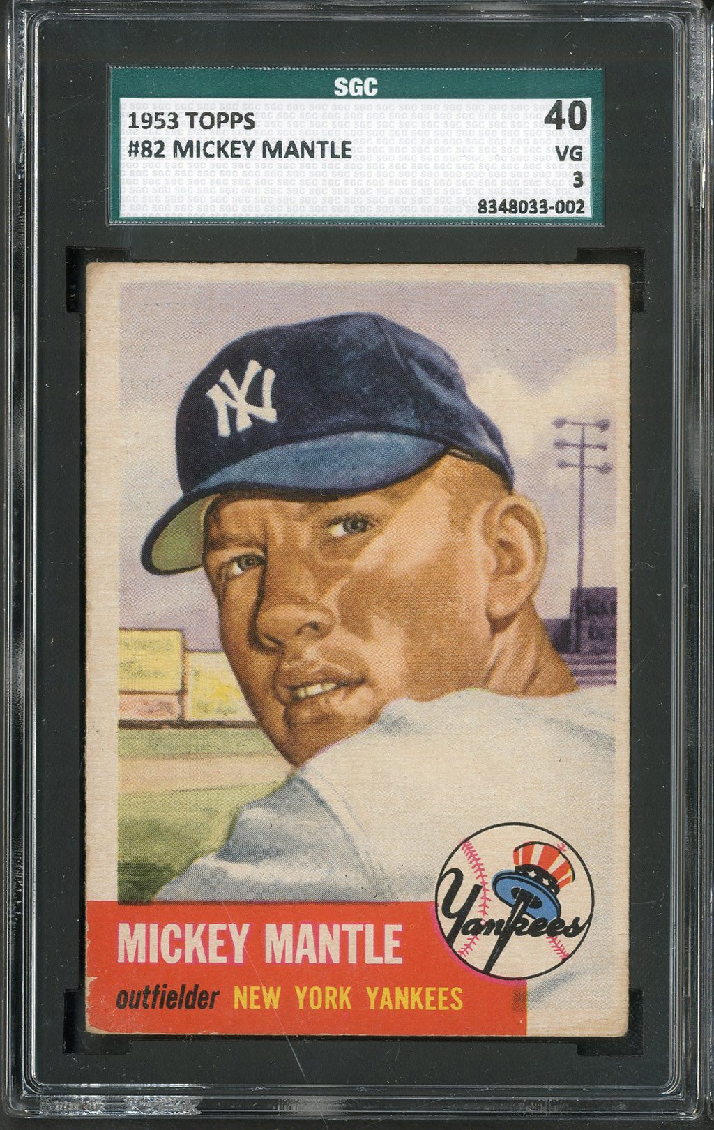 - 1953 Topps #83 Mickey Mantle - SGC 40 VG 3