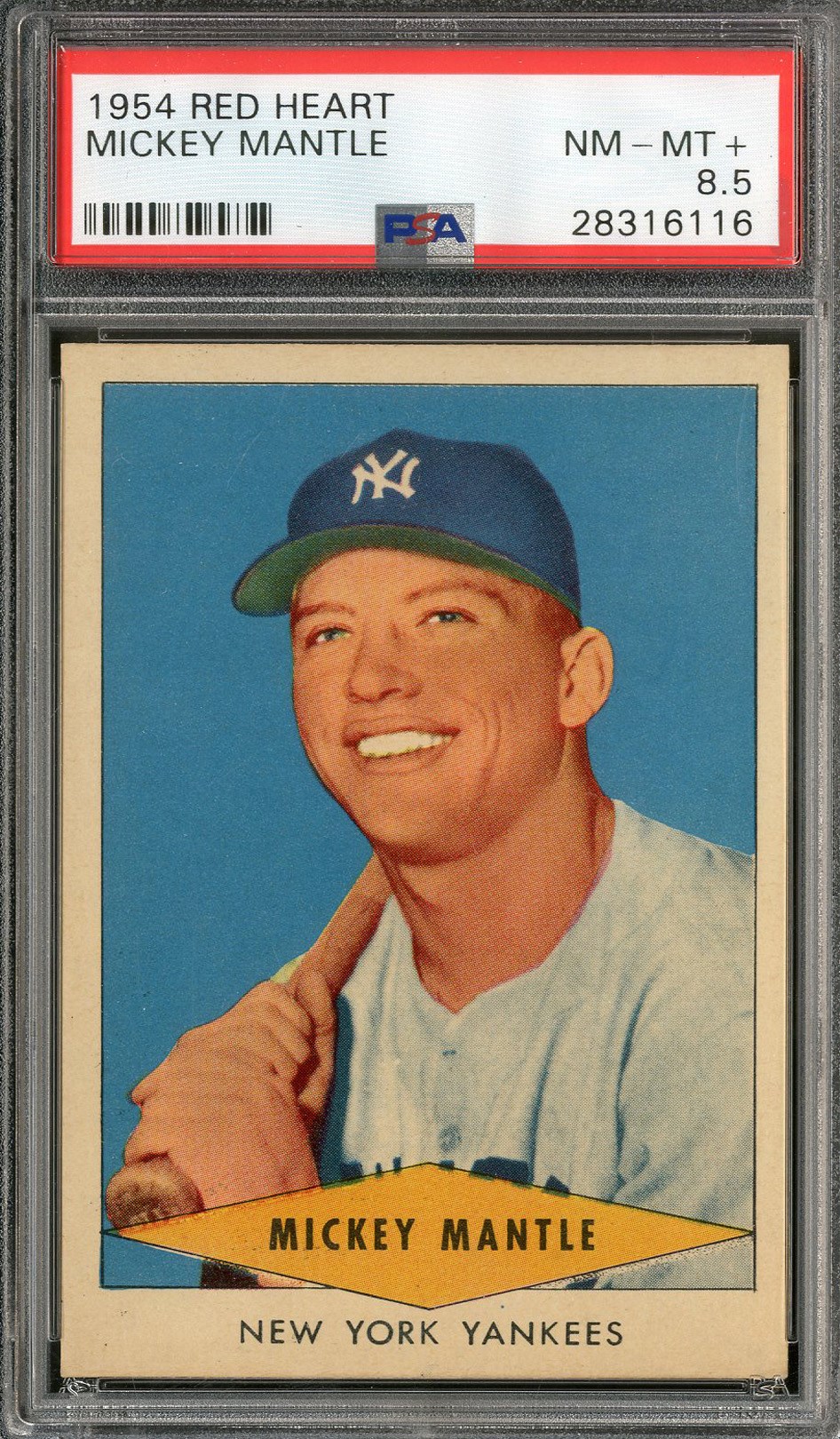 1954 Red Heart Mickey Mantle - PSA NM-MT+ 8.5