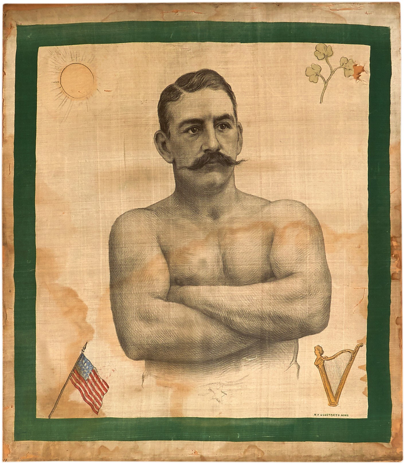 Muhammad Ali & Boxing - John L. Sullivan 19th Century Silk