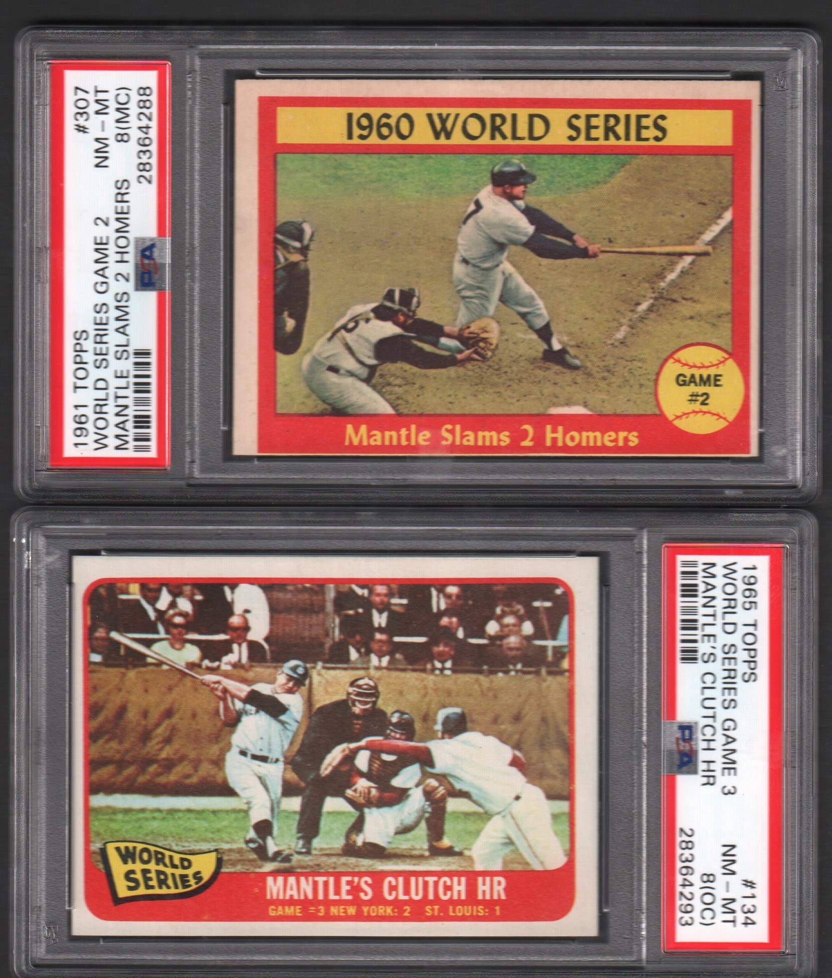 - 1961-65 Topps Mickey Mantle "Home Run" HIGH GRADE Collection of THREE Cards