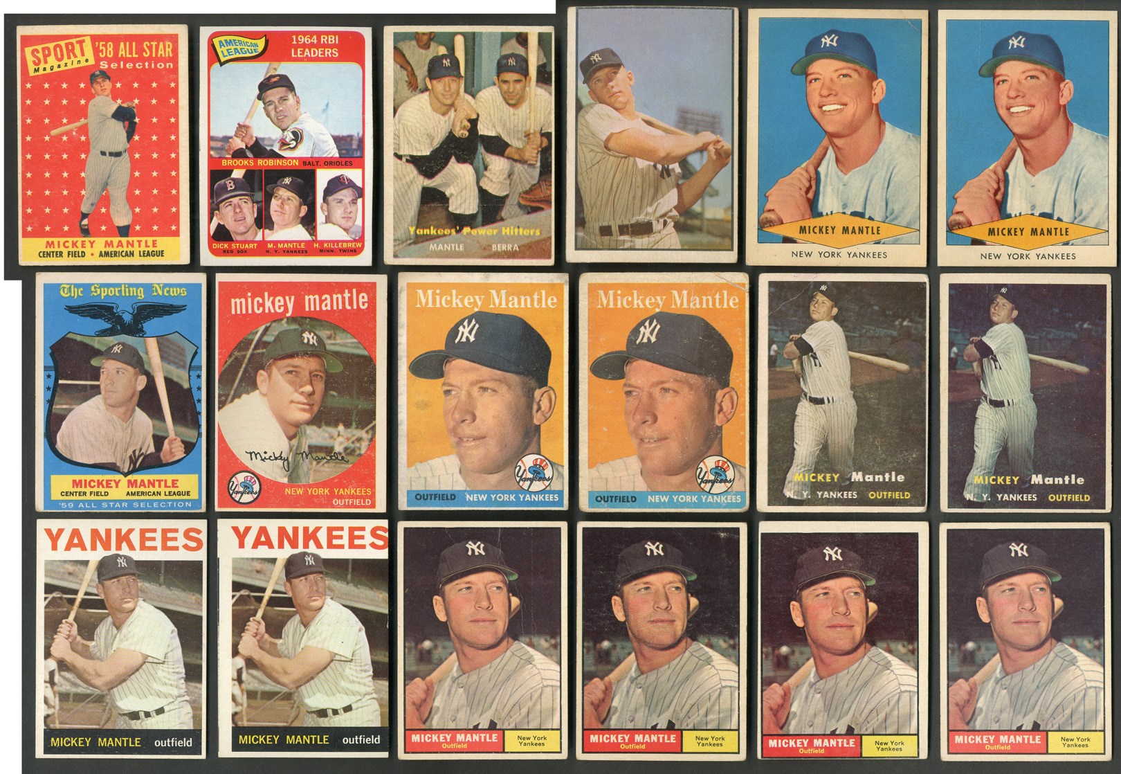 Baseball and Trading Cards - 1950s-60s Topps and Bowman Mickey Mantle Collection of 38 Cards - LOADED!
