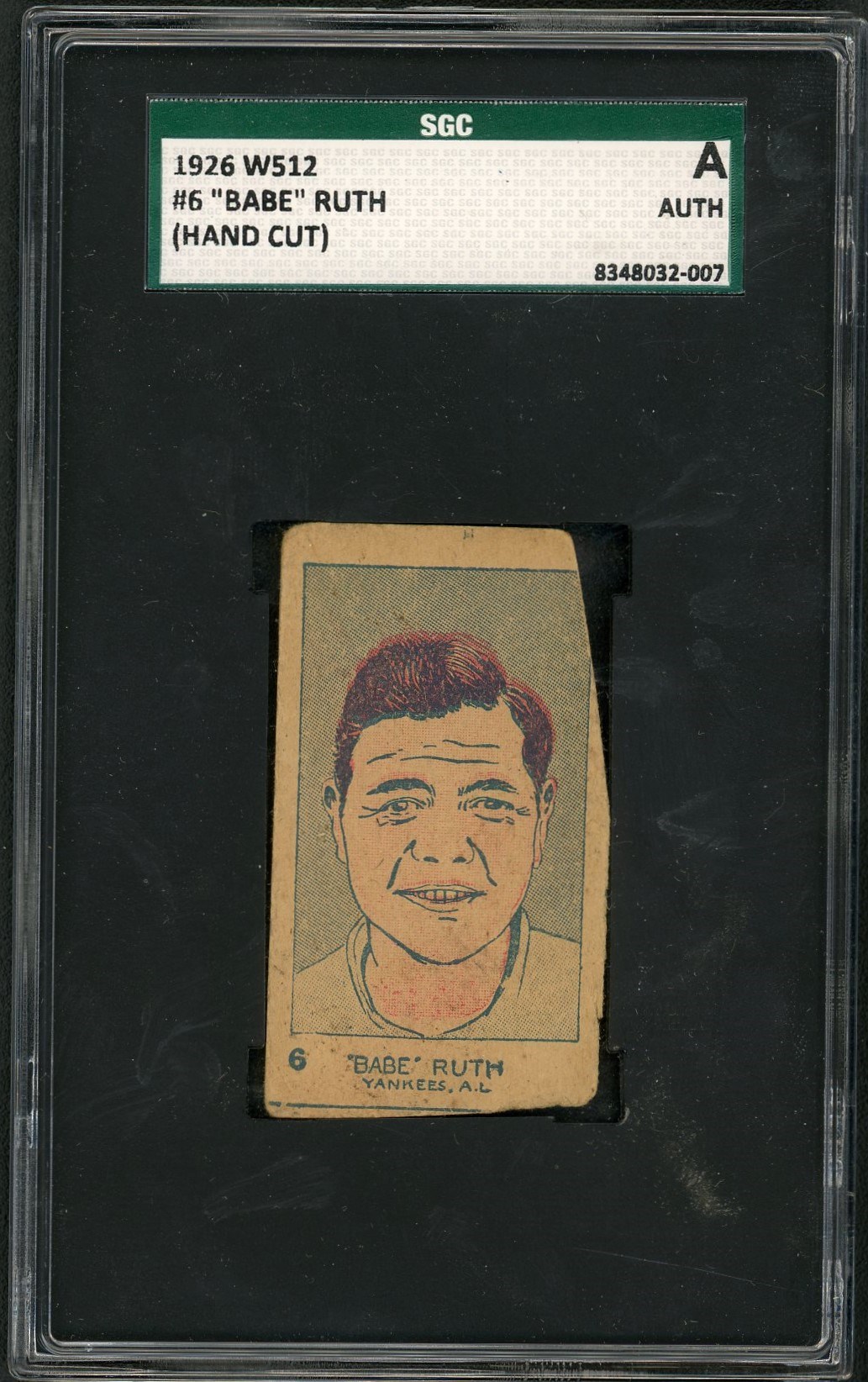 Baseball and Trading Cards - 1926 W512 Babe Ruth (Hand Cut) - SGC AUTHENTIC
