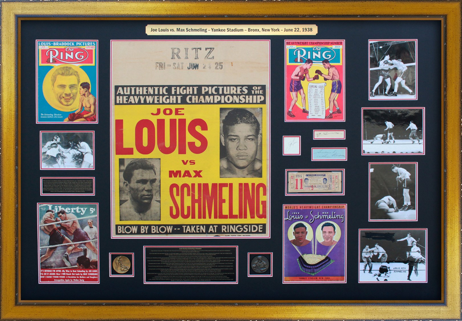 - 1938 Joe Louis vs. Max Schmeling II - Complete with Autographs, Ticket, Program & Broadside