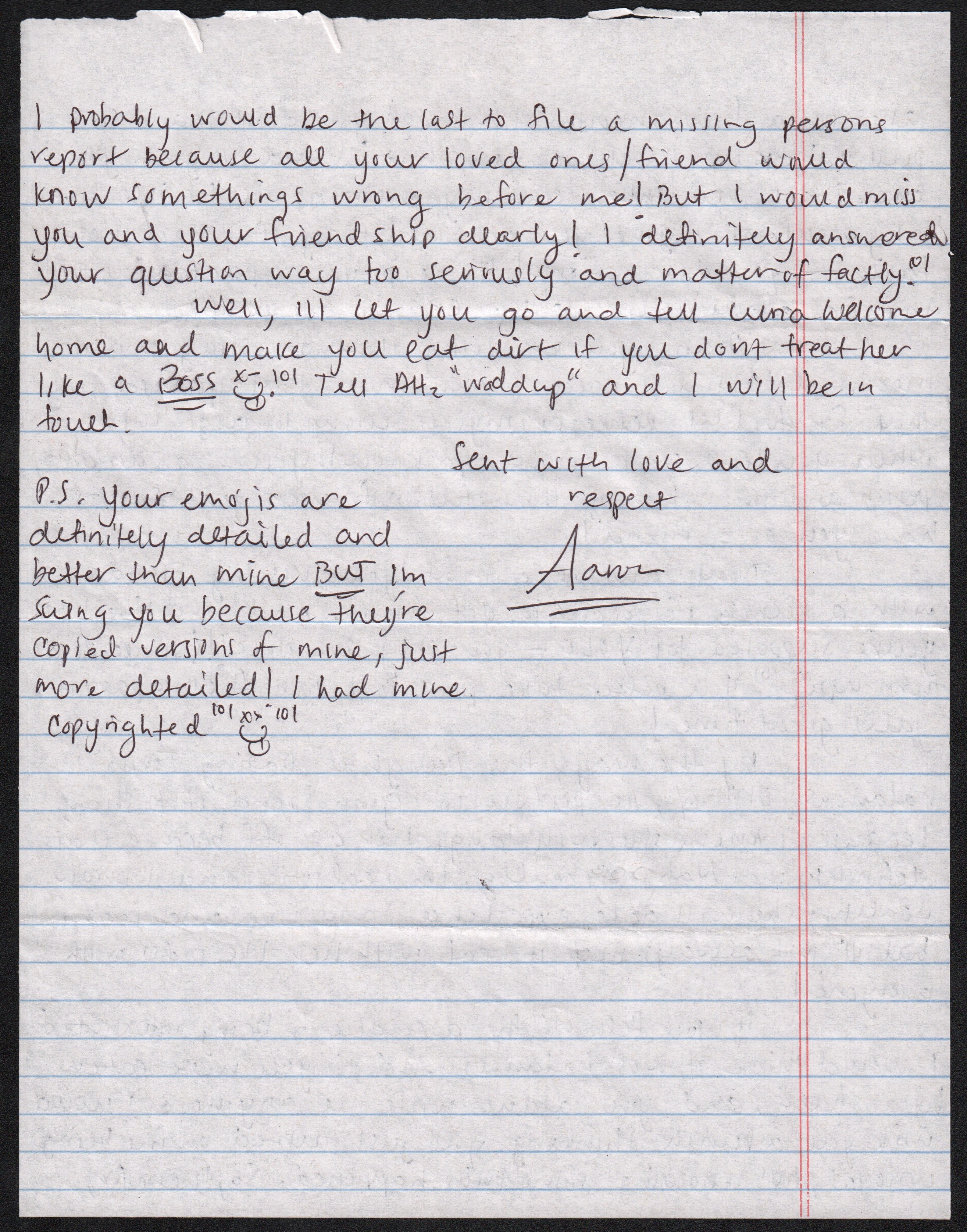 - Aaron Hernandez Handwritten Letter from Prison