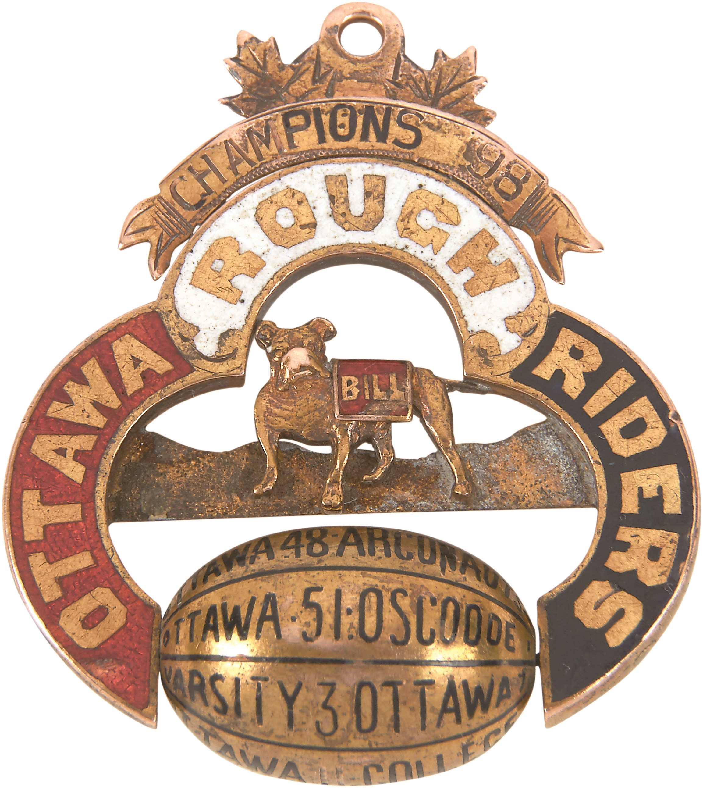 Football - First Ever Ottawa Rough Riders Football Championship Medal (1898)